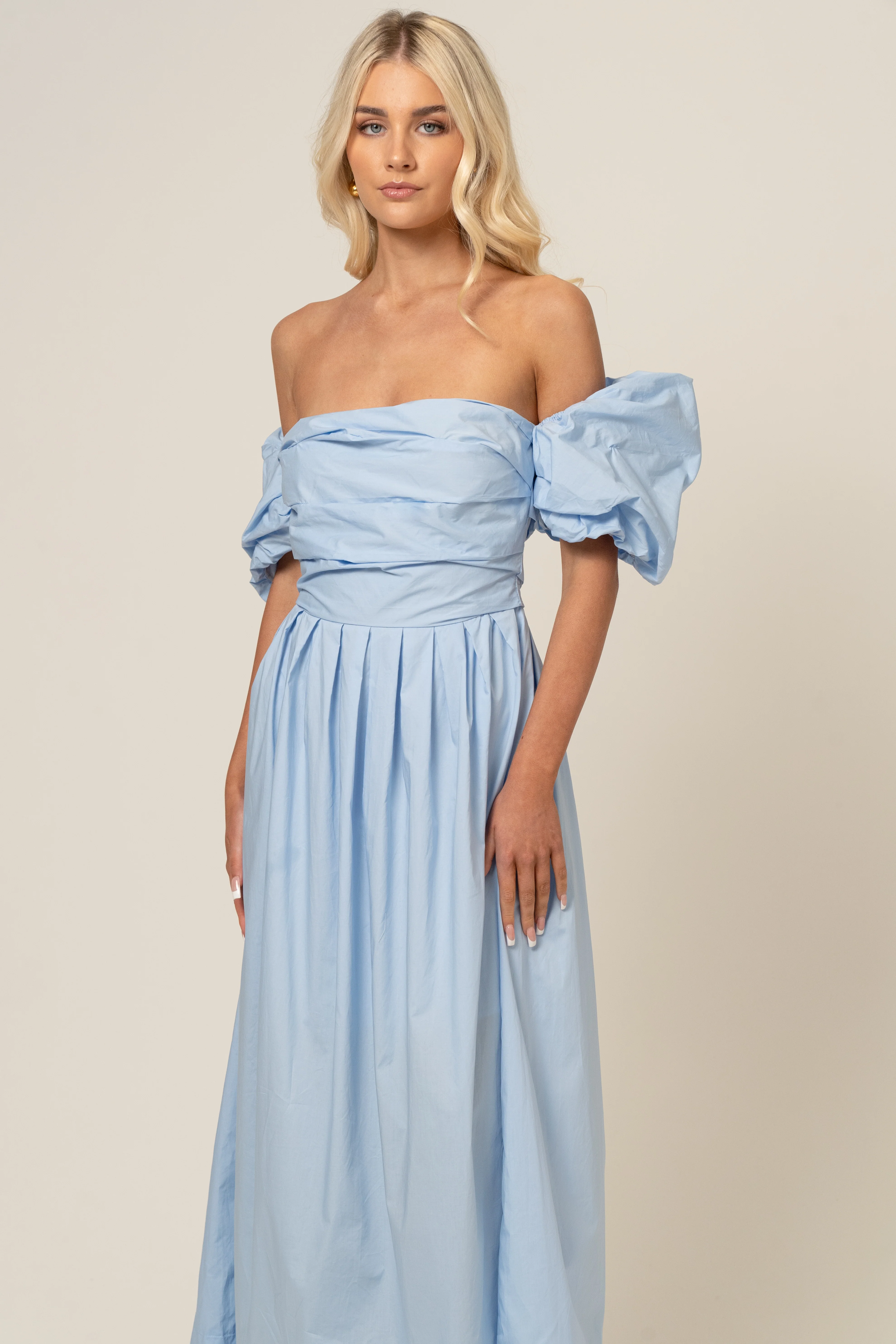 Dahlia Off Shoulder Puffed Sleeve Midi Dress - Image 7