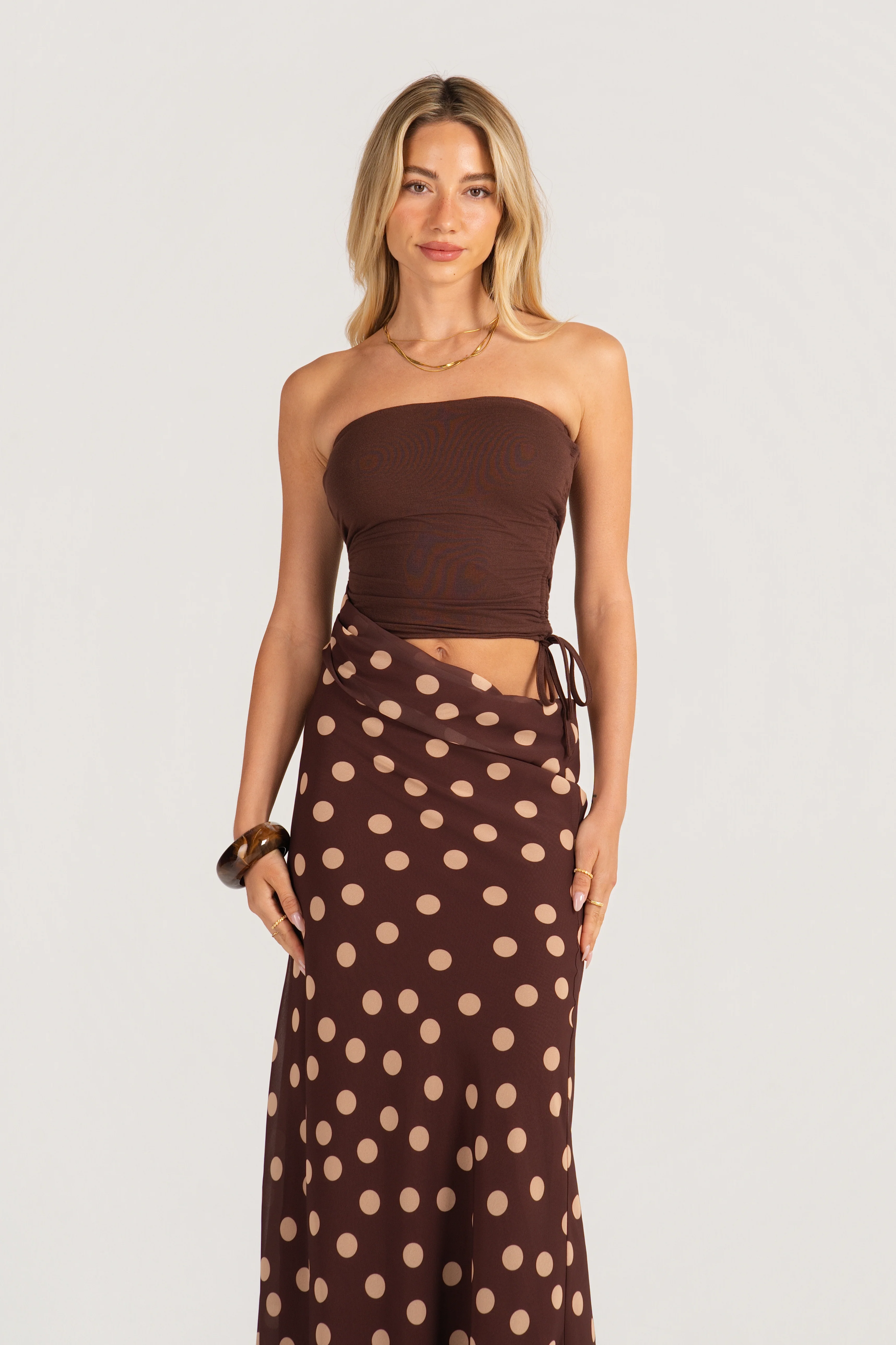 Dalena Strapless Sparkly Wine Maxi Dress with Cutout - Image 4