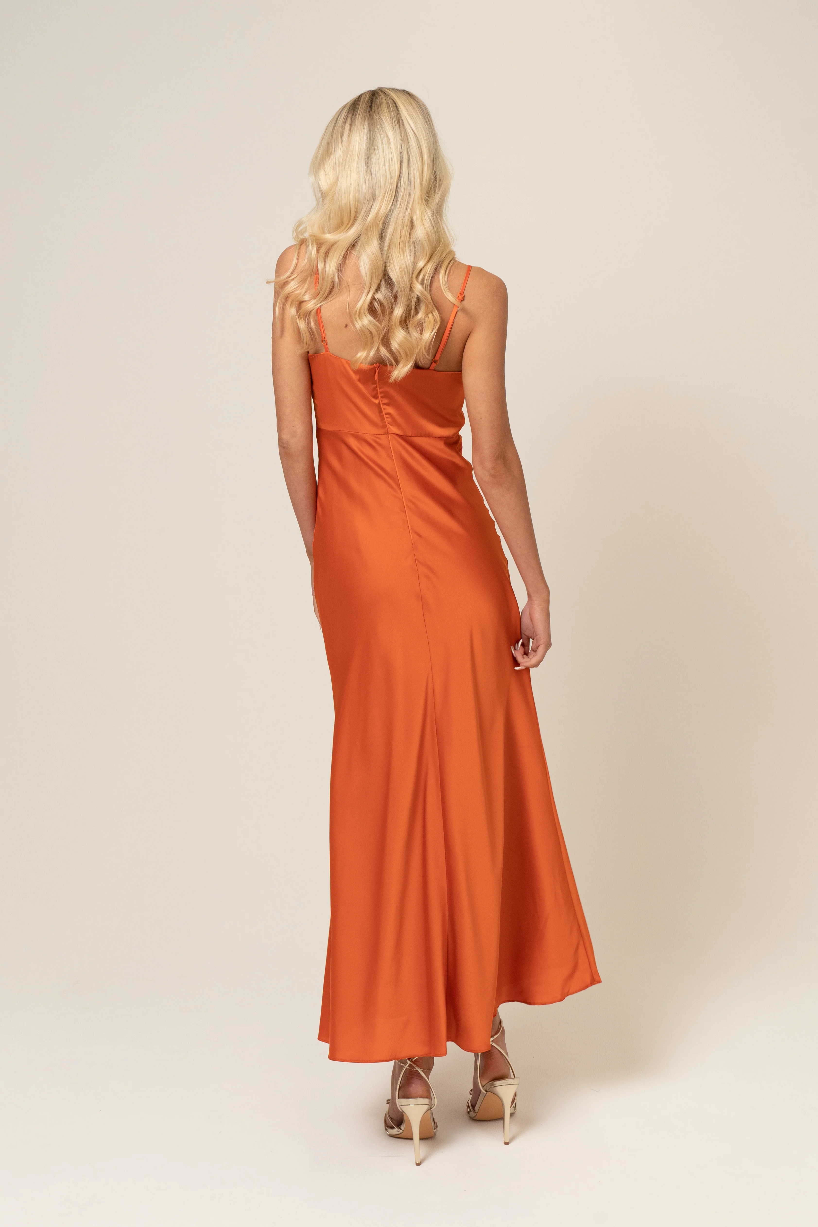 Danika Orange Maxi Slip Dress - Image 3