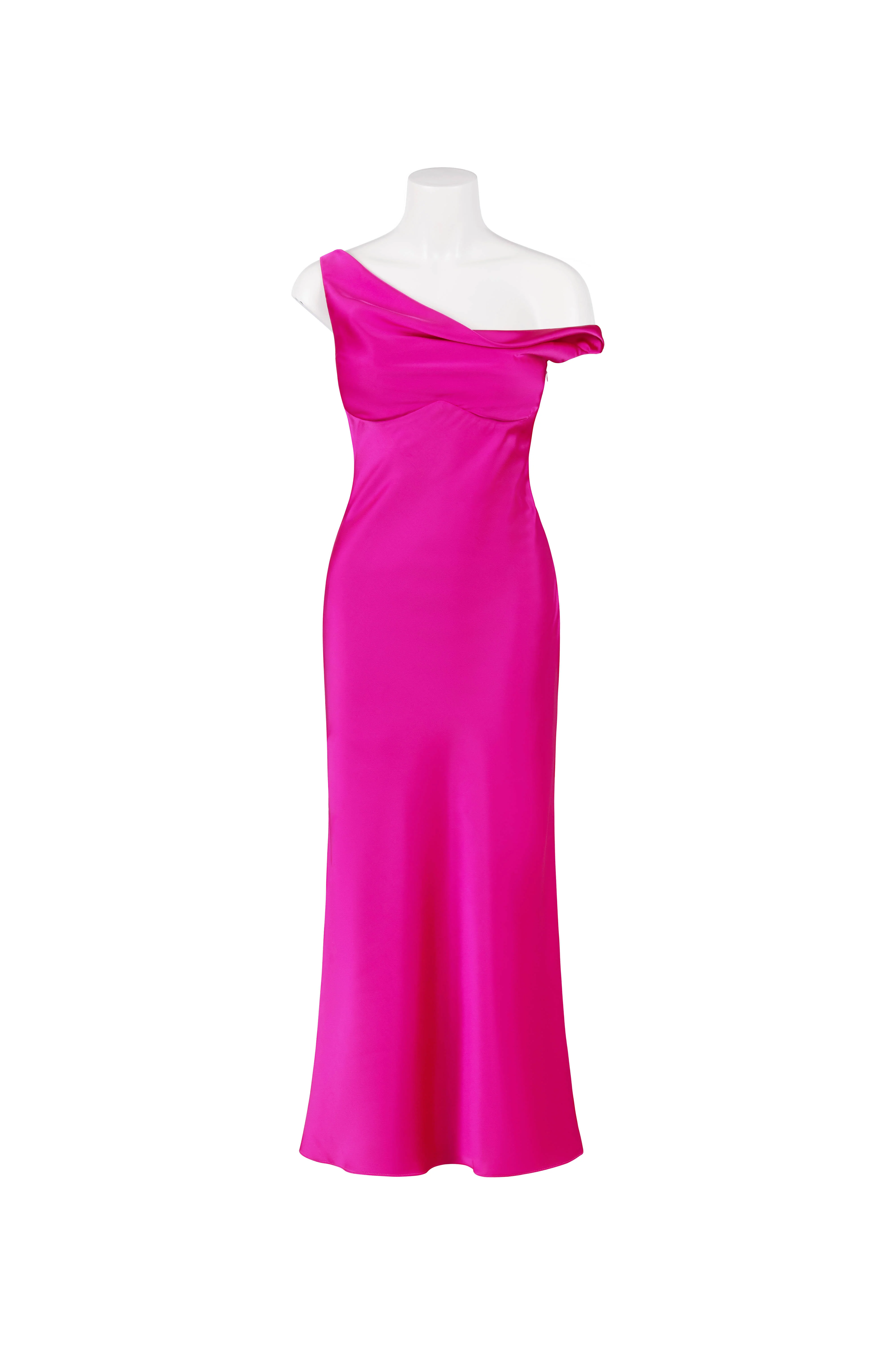 Daphne Satin Fuschia Cocktail Dress - Image 5