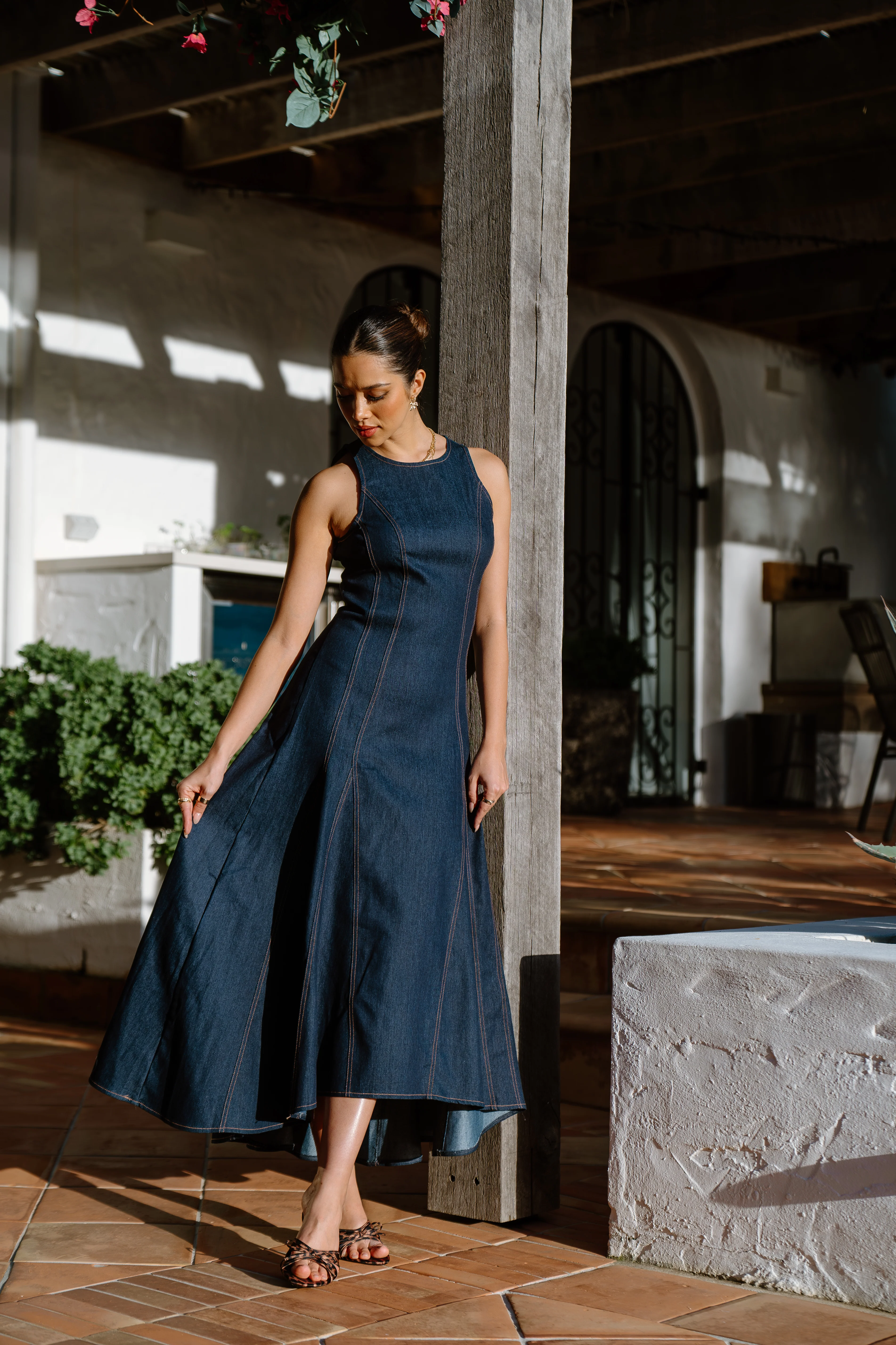 Delaney Denim Midi Dress - Image 2