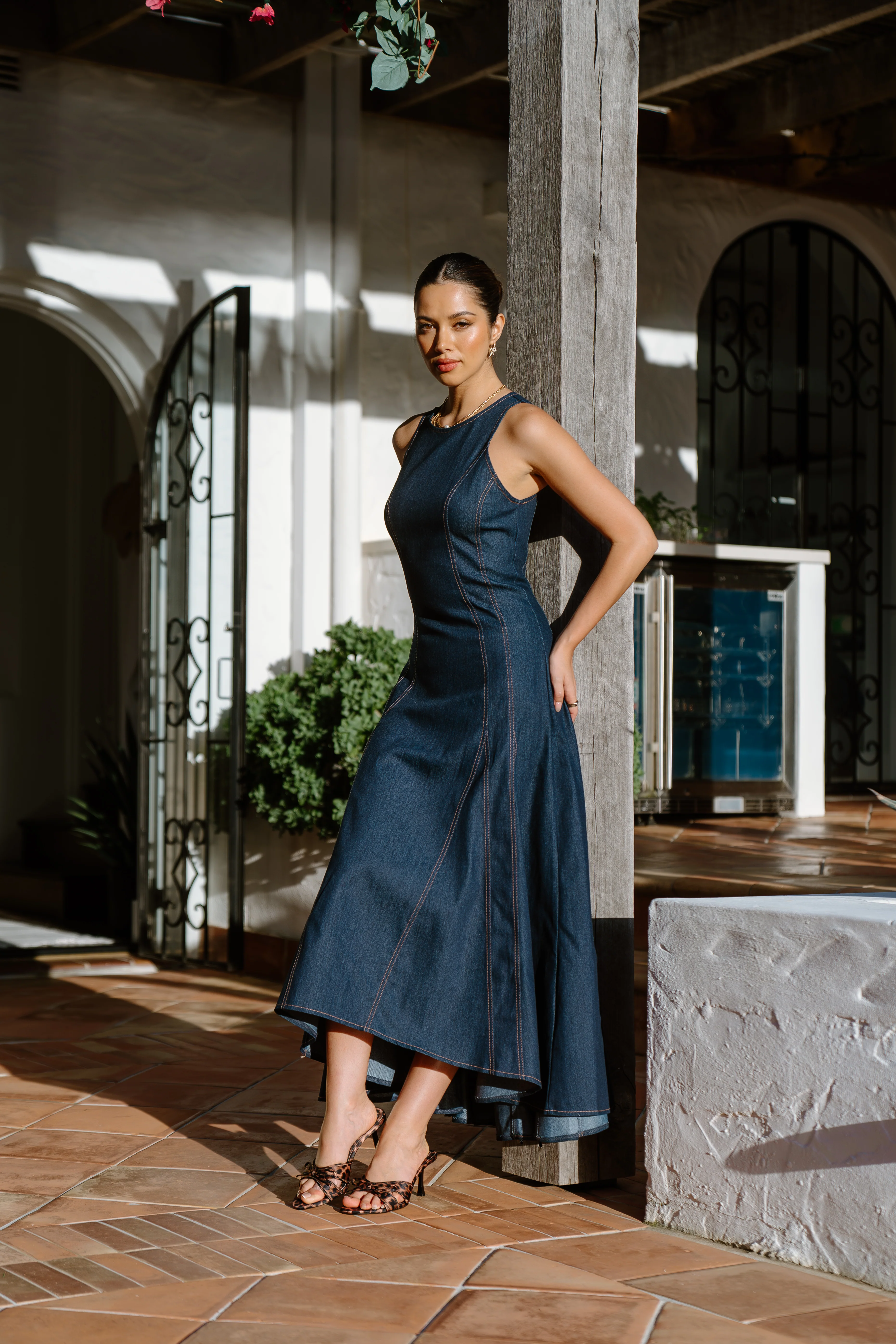 Delaney Denim Midi Dress - Image 3