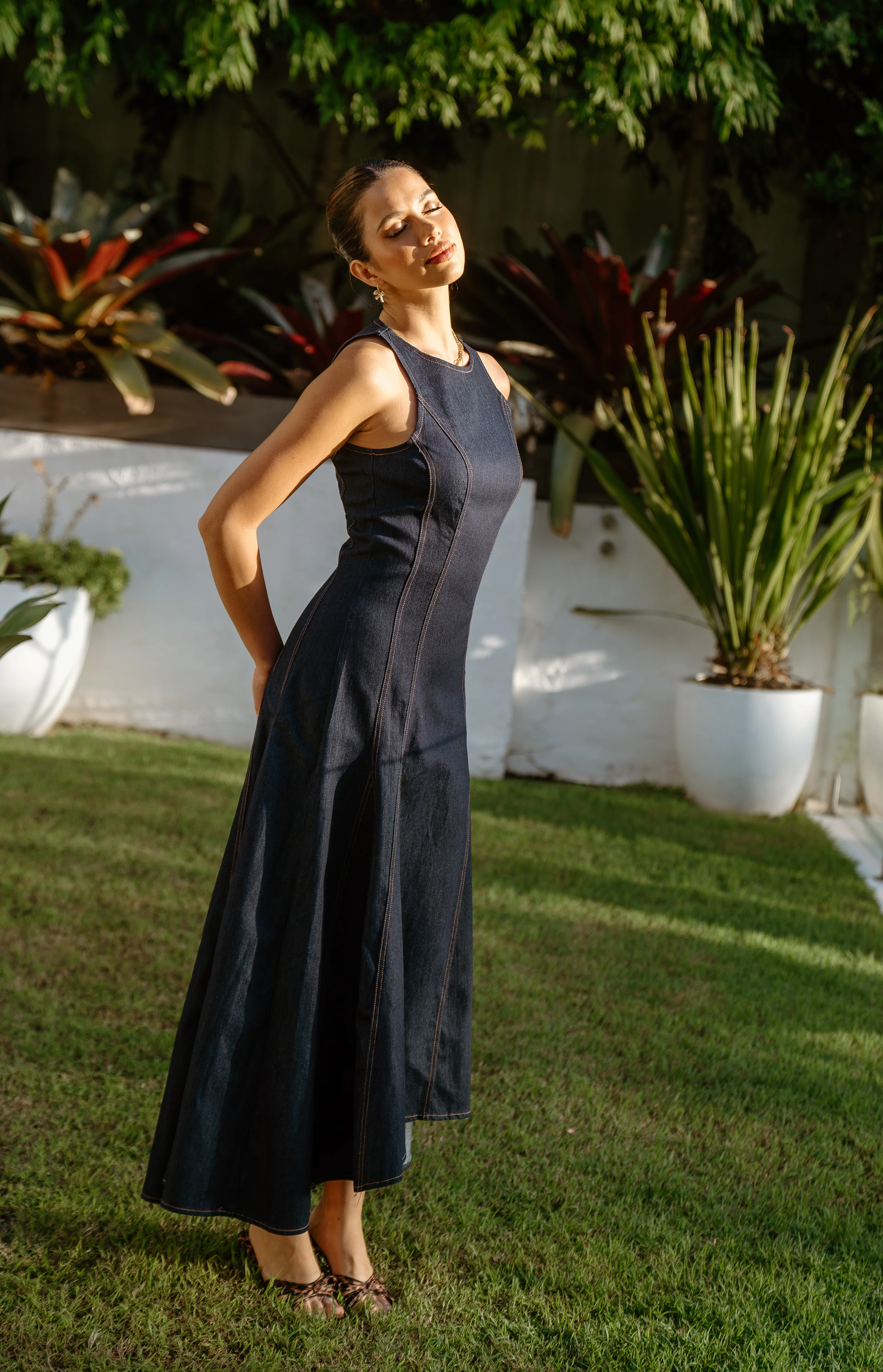 Delaney Denim Midi Dress - Image 5