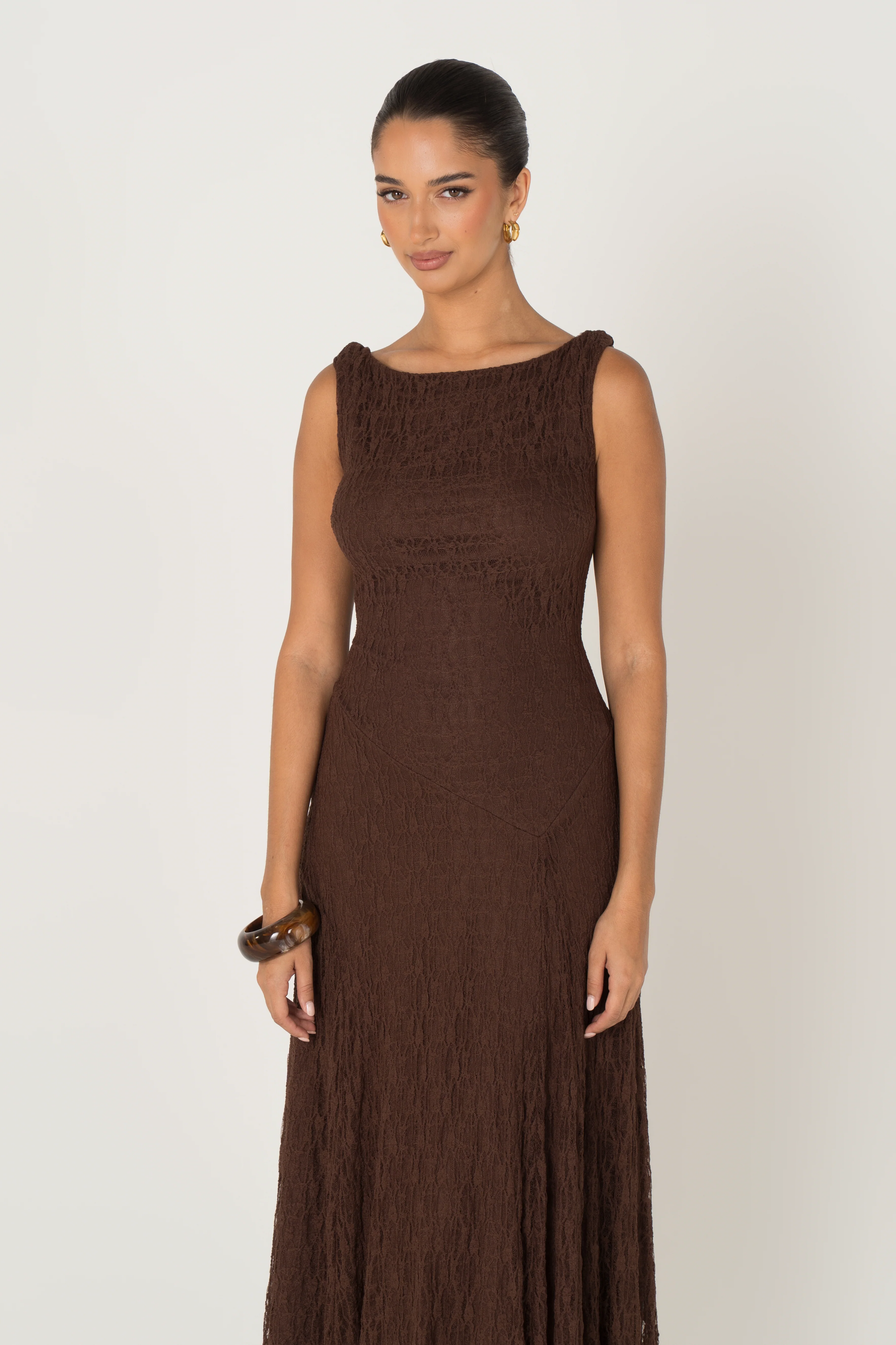 Delia Lace Yellow Midi Dress with Twist Details - Image 5