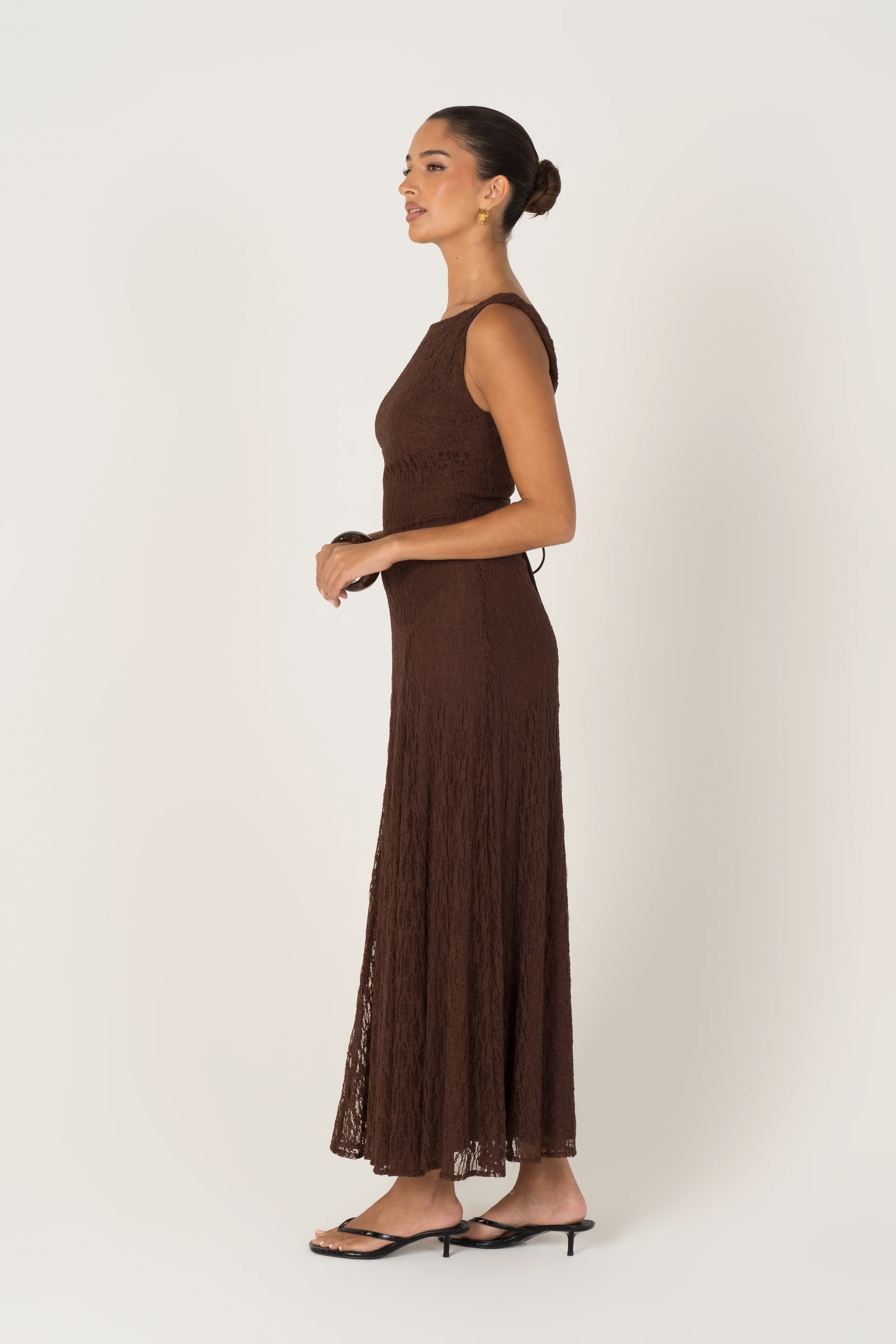 Delia Lace Yellow Midi Dress with Twist Details - Image 7