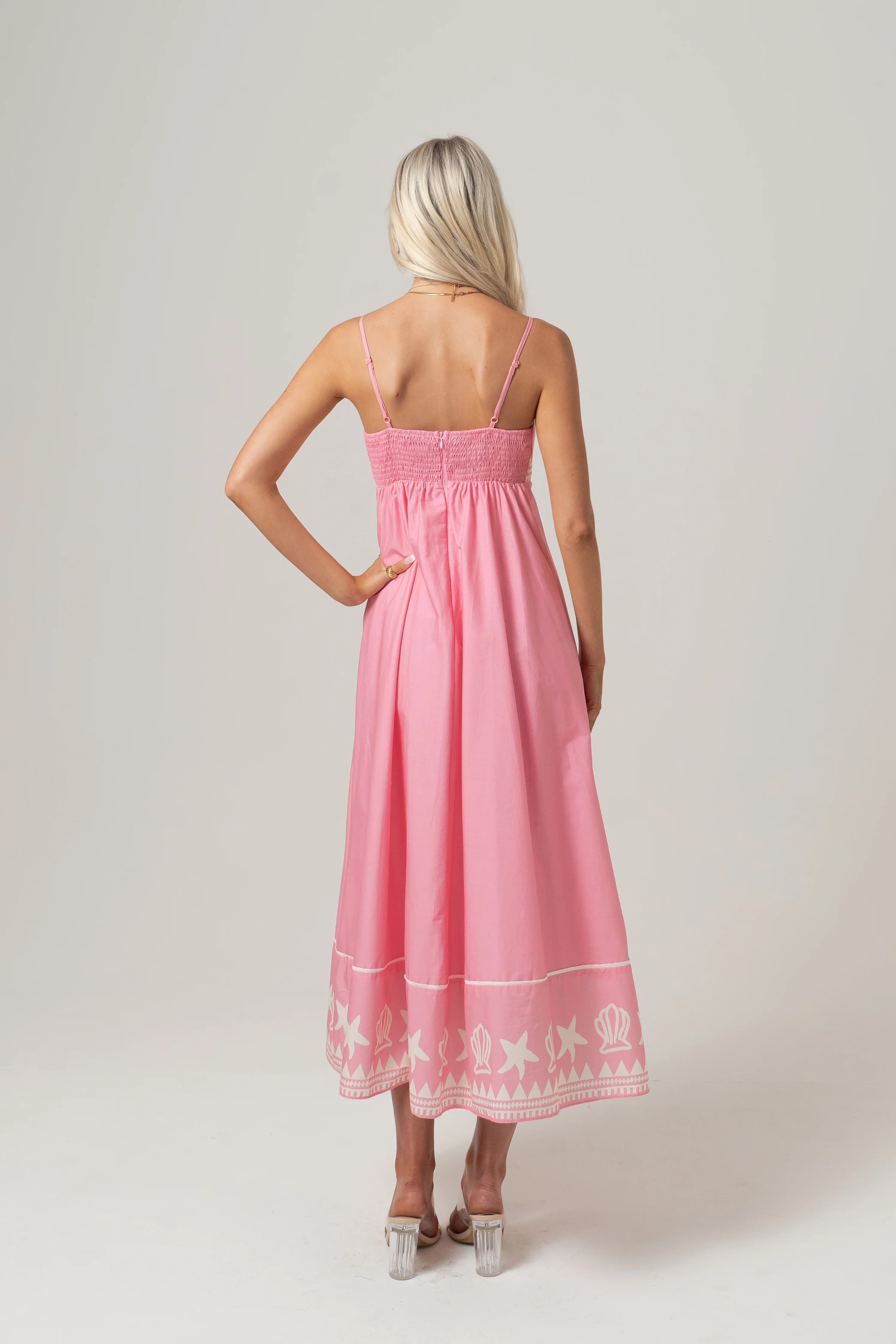 Delphine Pink Maxi Dress with Shell Print - Image 3