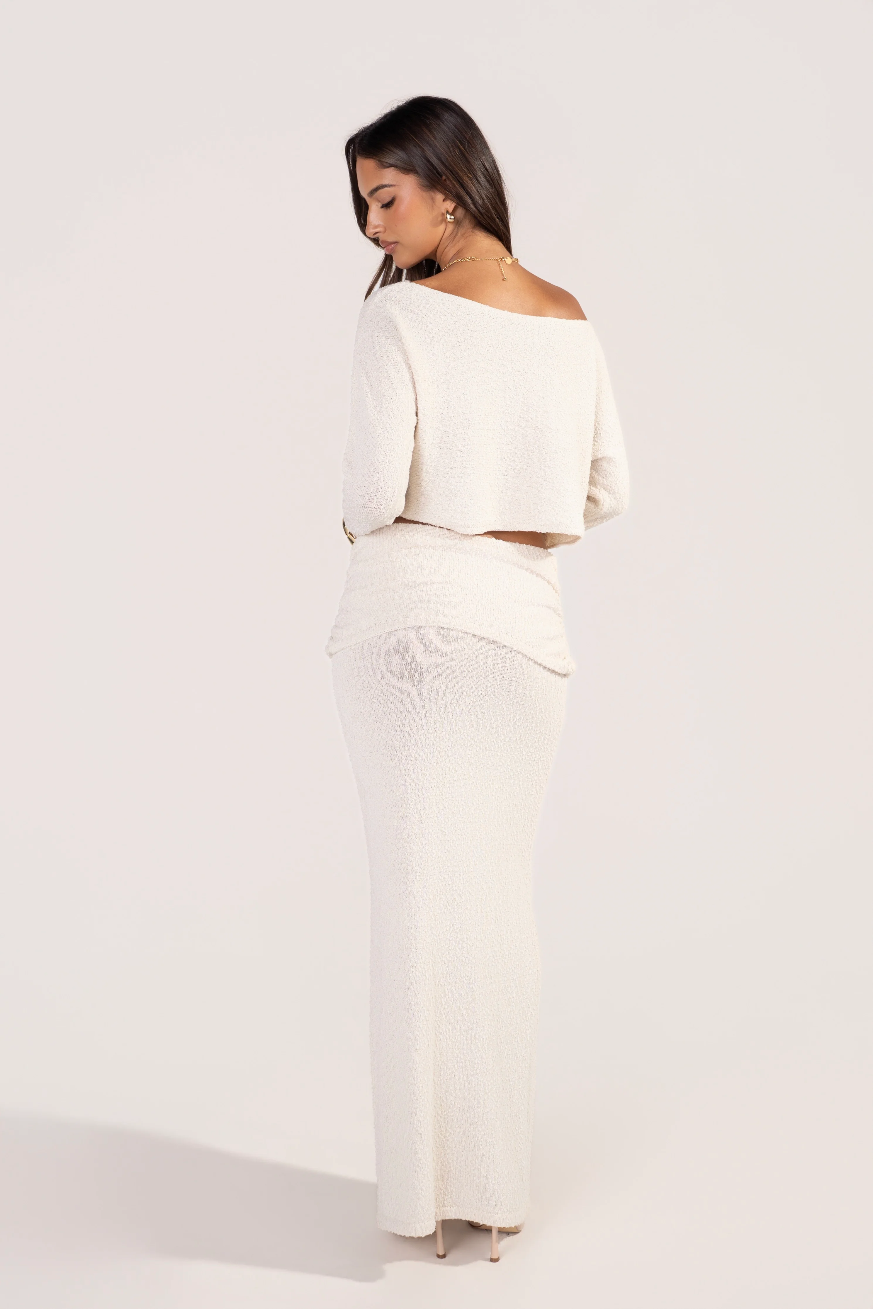 Eira Cream Knit Drop Shoulder Top & Maxi Skirt Set - Image 3