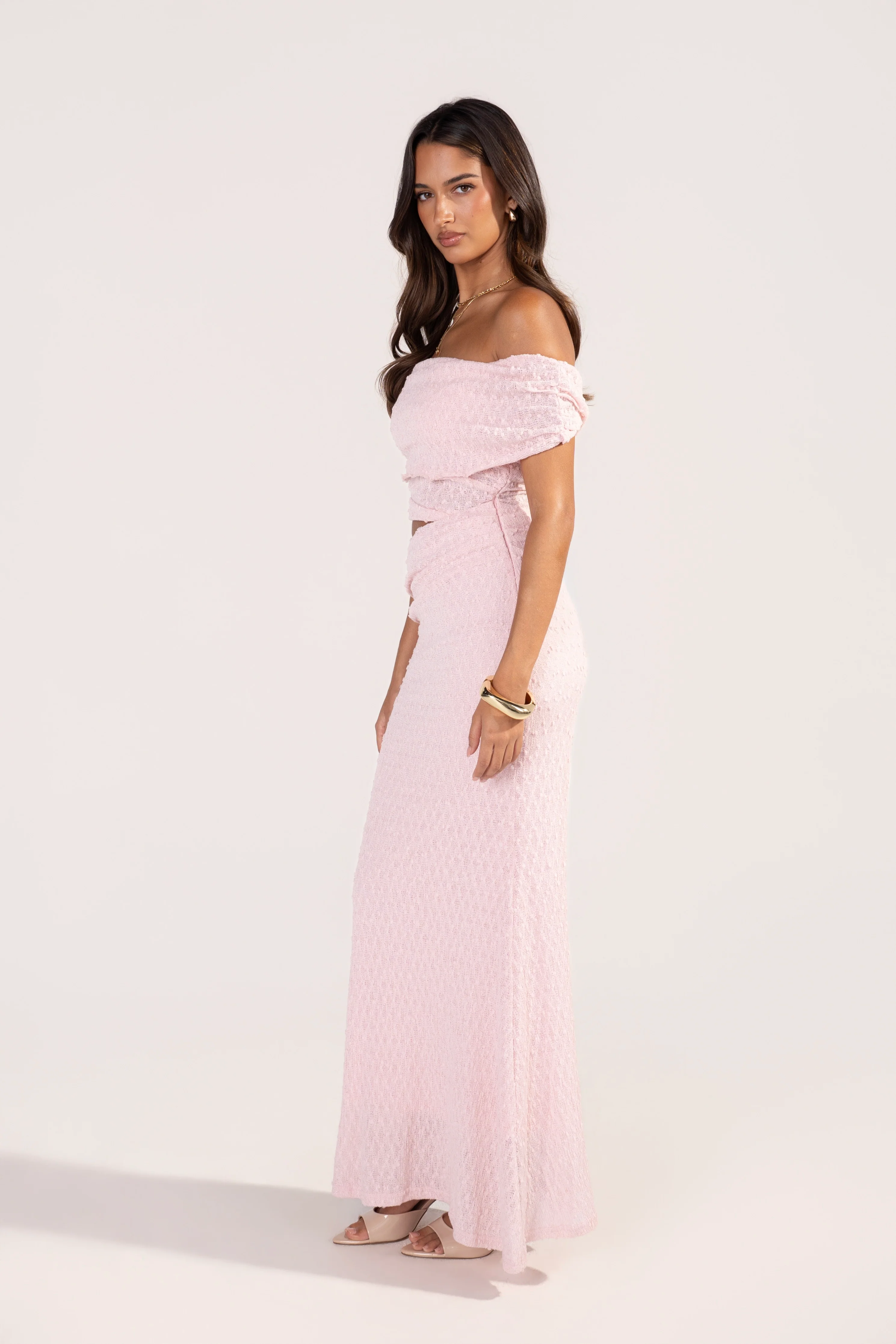 Elaris Off-Shoulder Boucle Maxi Dress - Image 2