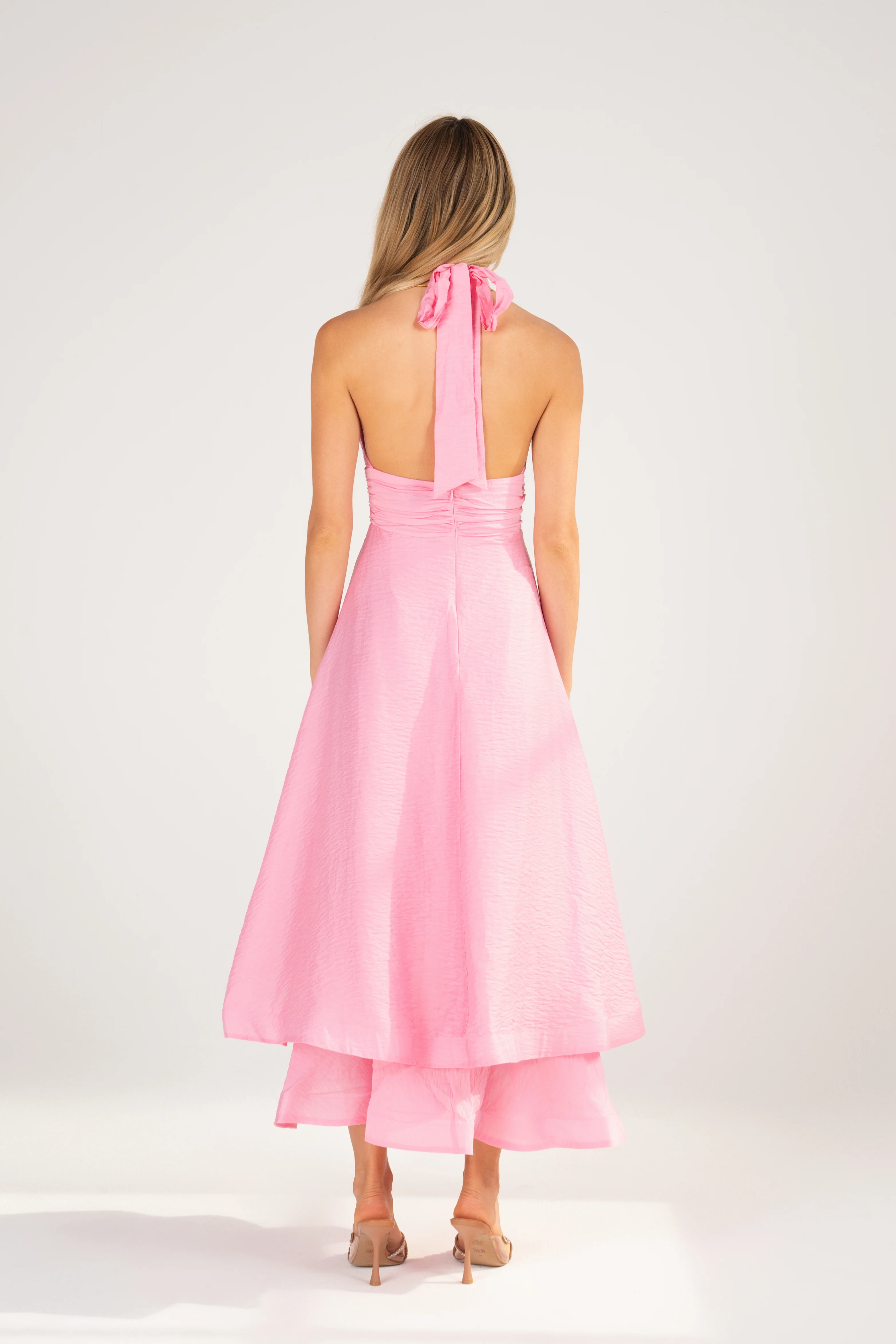 Elodie Blue Halter Neck Midi Dress - Image 10