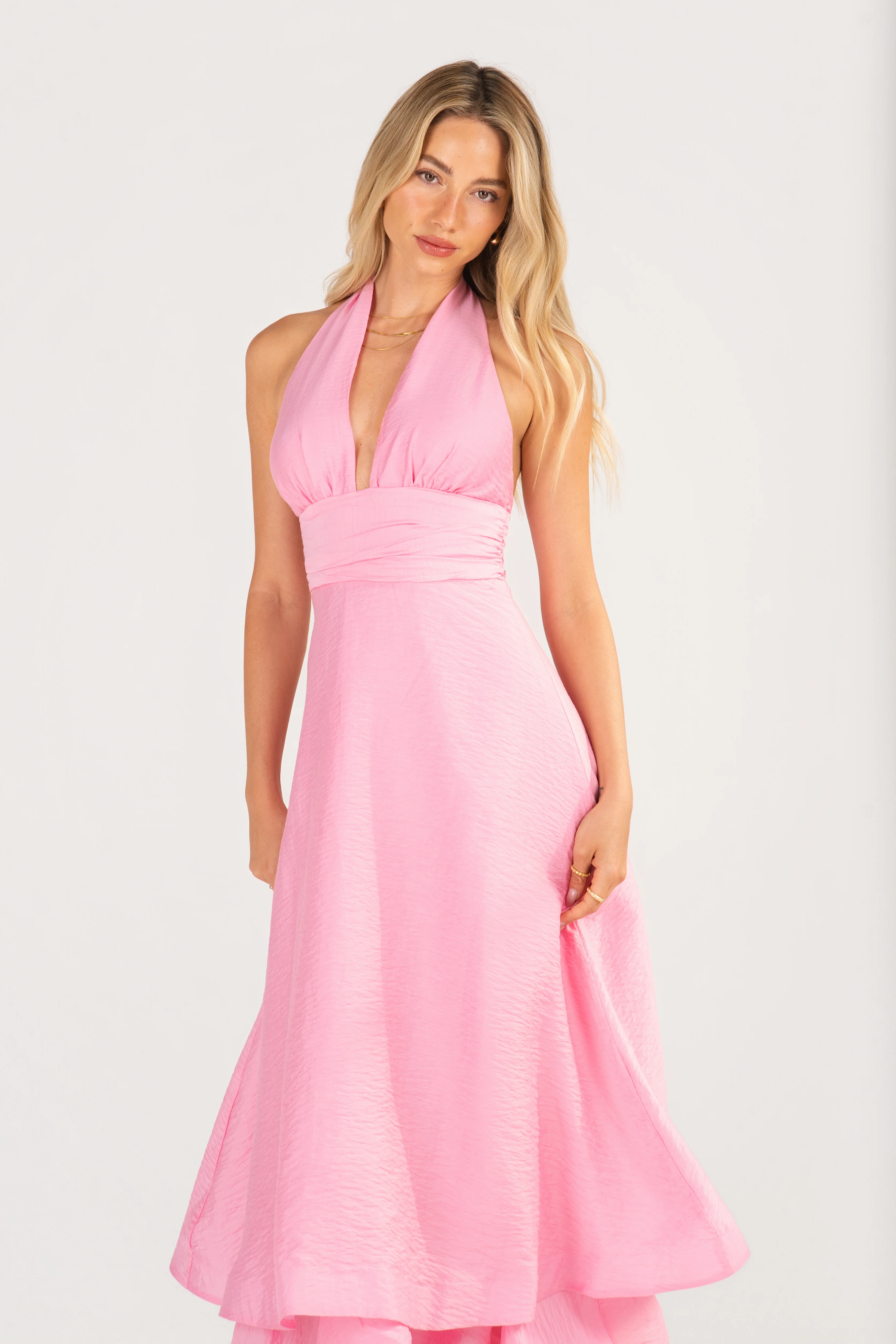 Elodie Blue Halter Neck Midi Dress - Image 7