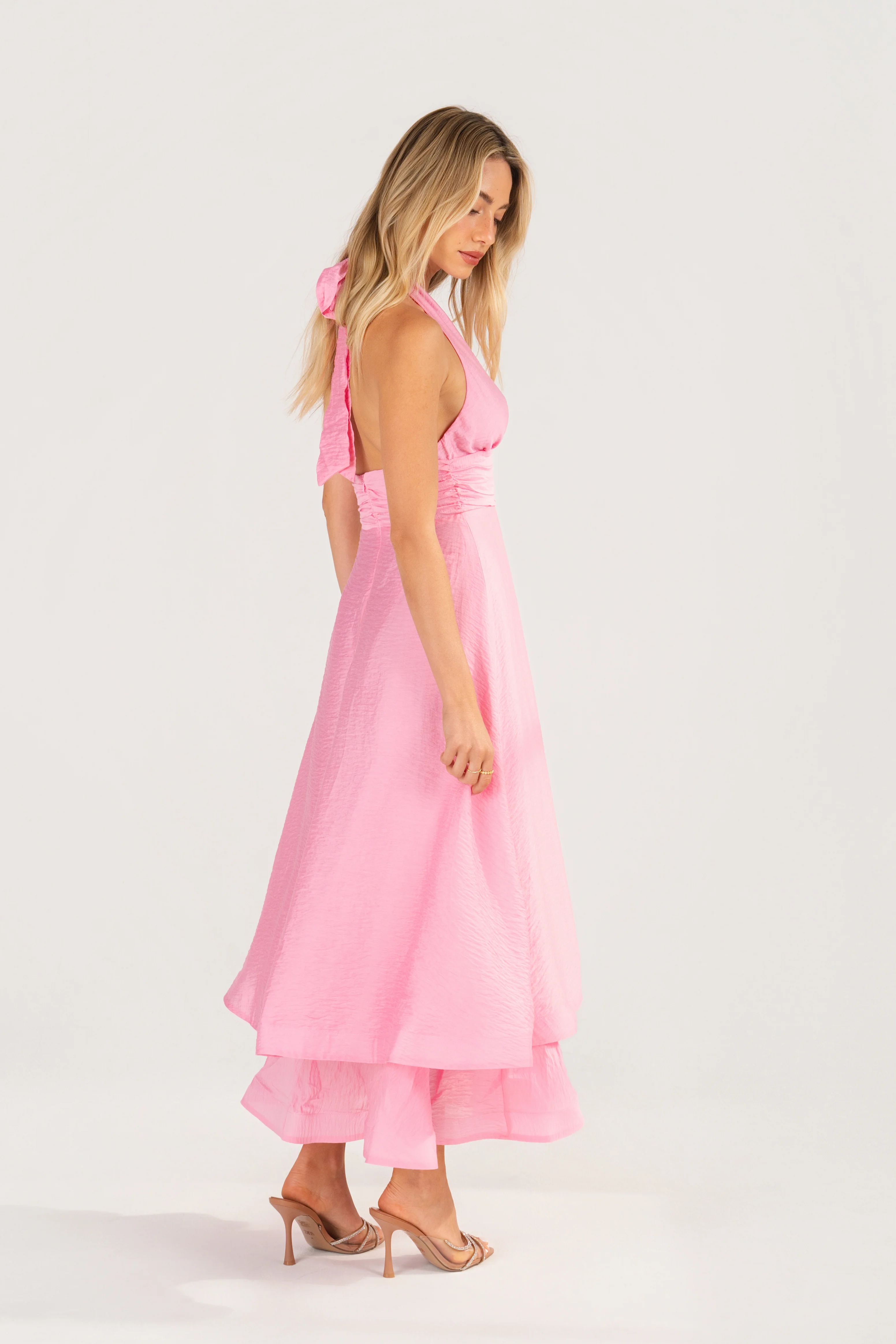 Elodie Blue Halter Neck Midi Dress - Image 8
