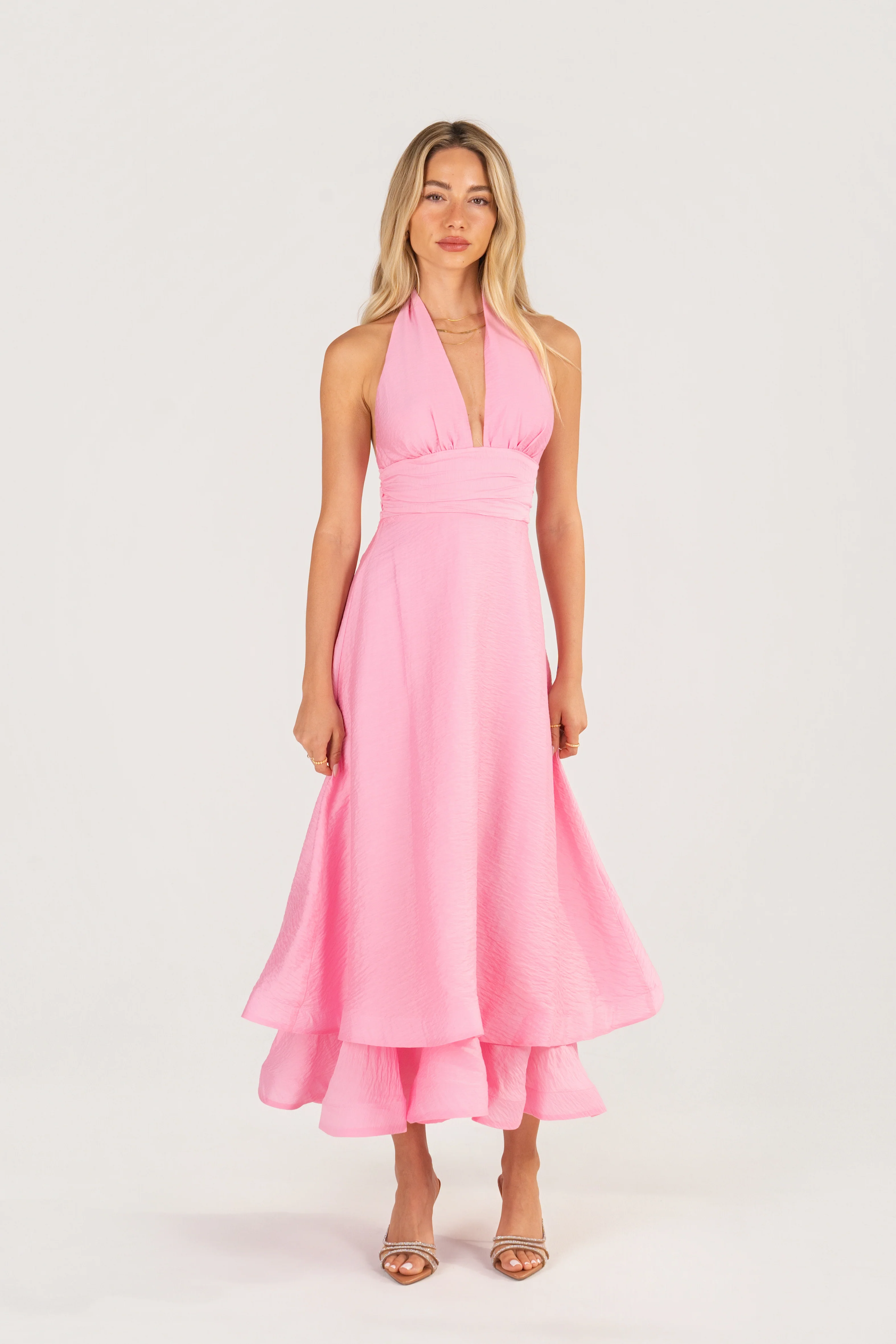 Elodie Blue Halter Neck Midi Dress - Image 9