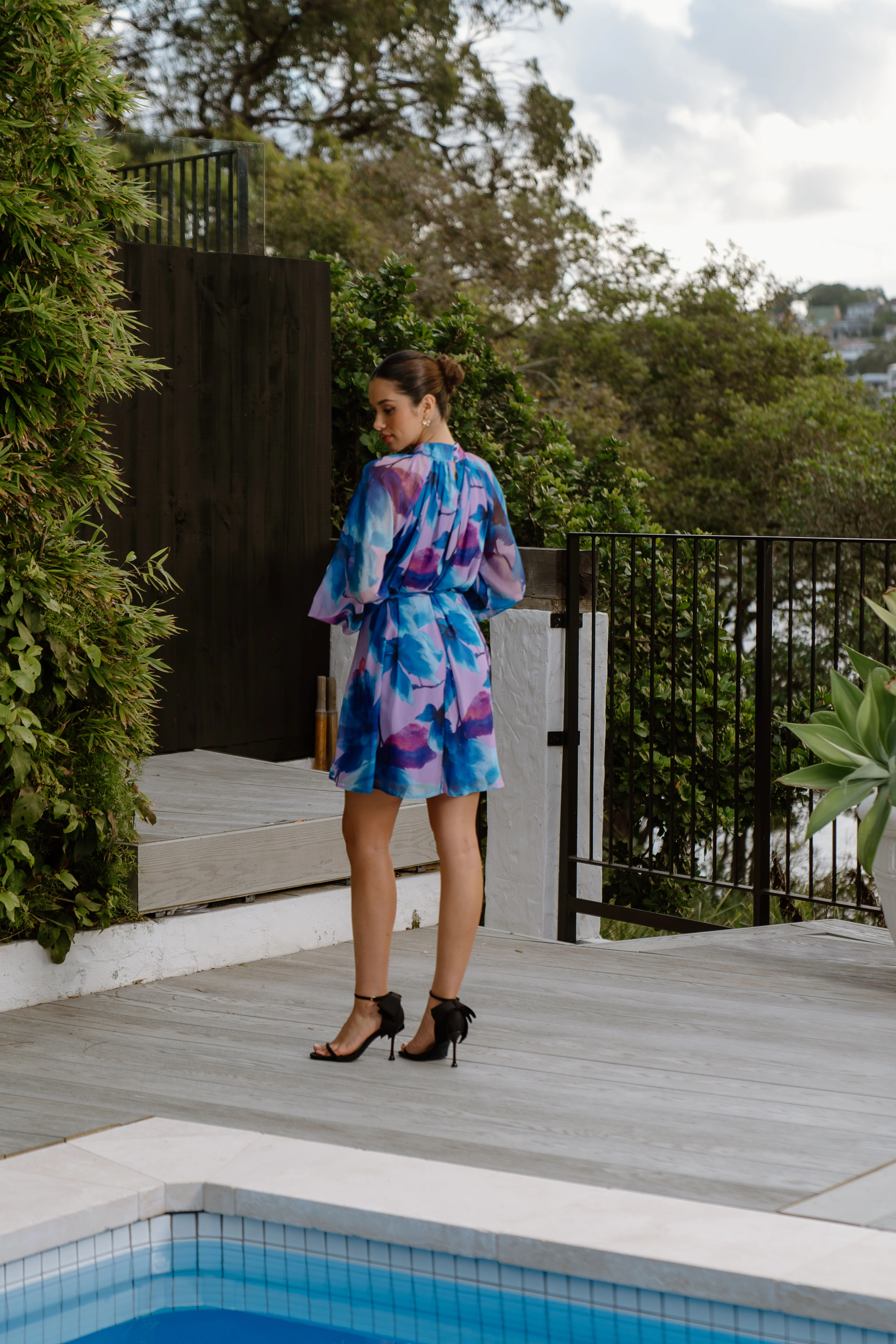Elsie Mini Shift Dress with Waist Tie - Image 3