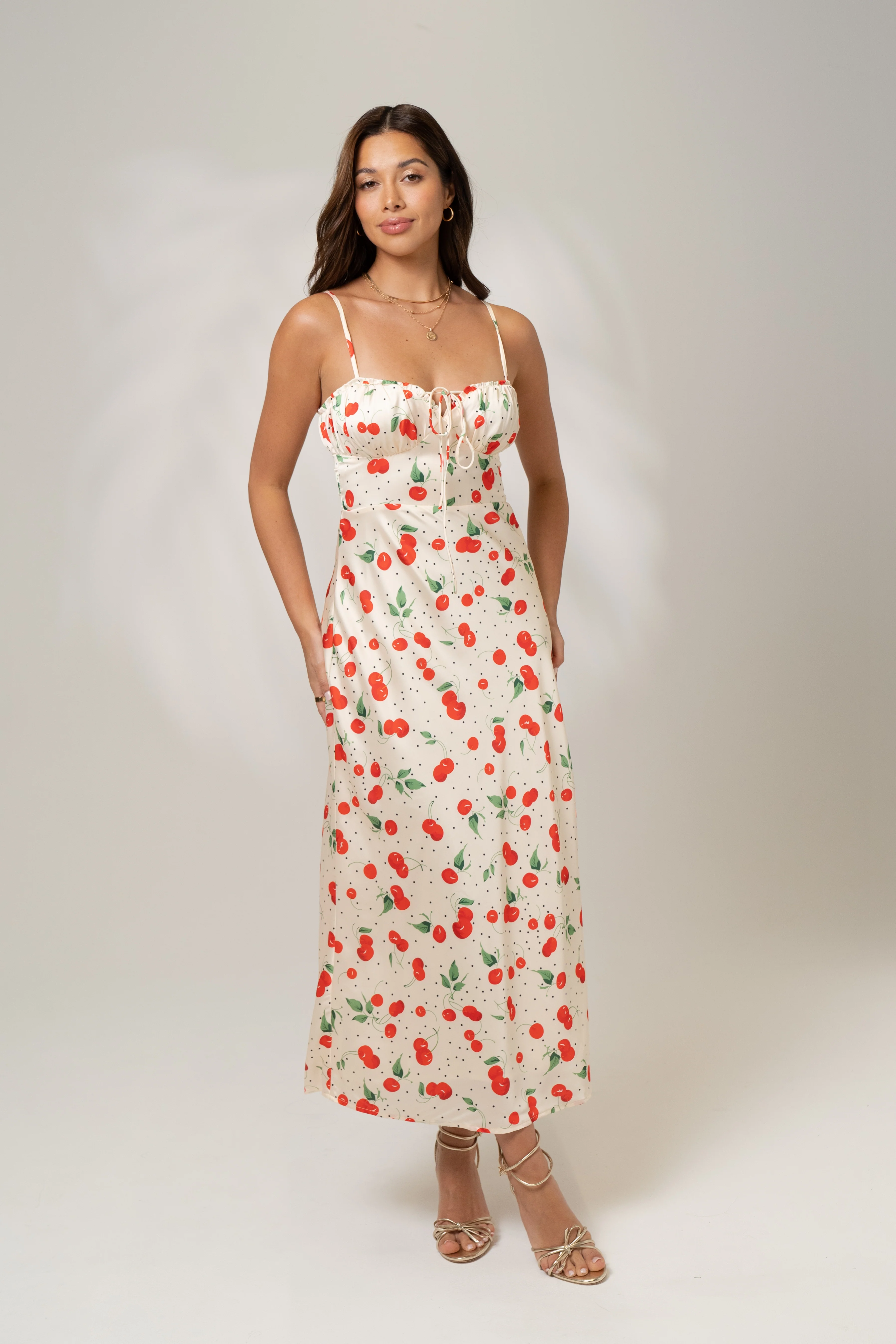 Emily Classic Midi Dress - Cherry Print