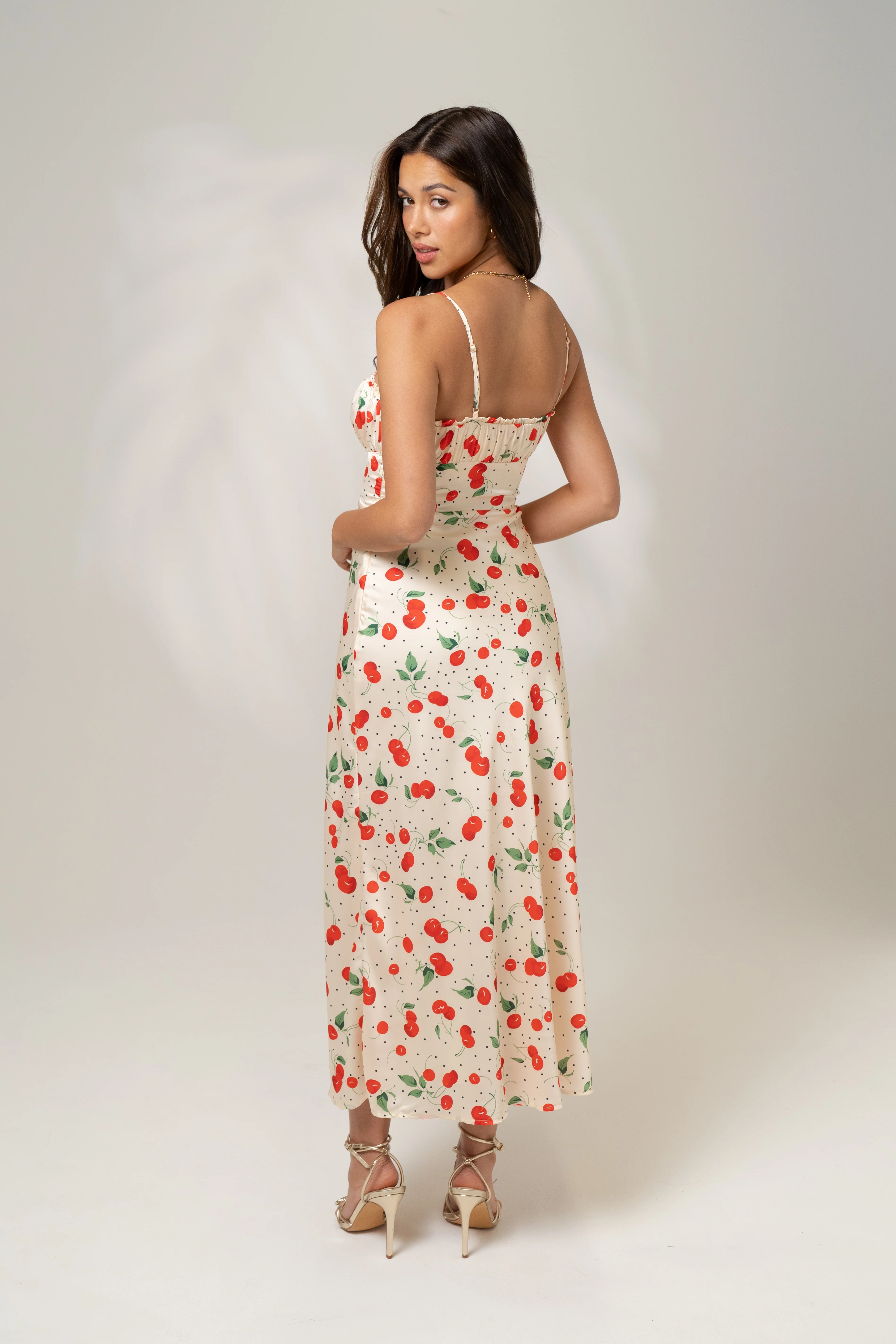Emily Classic Midi Dress - Cherry Print - Image 2