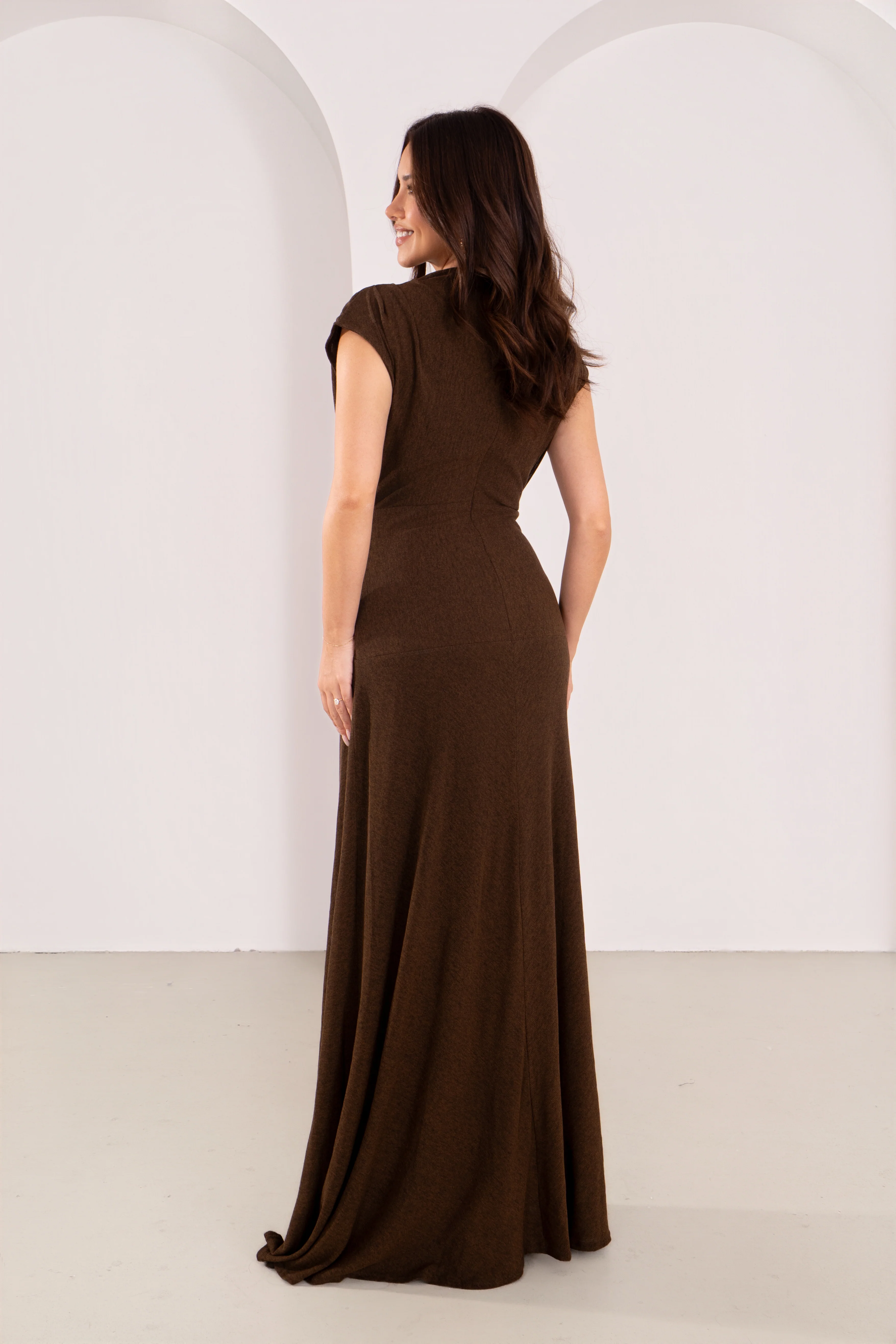 Emmeline Chocolate High Neck Maxi - Image 4