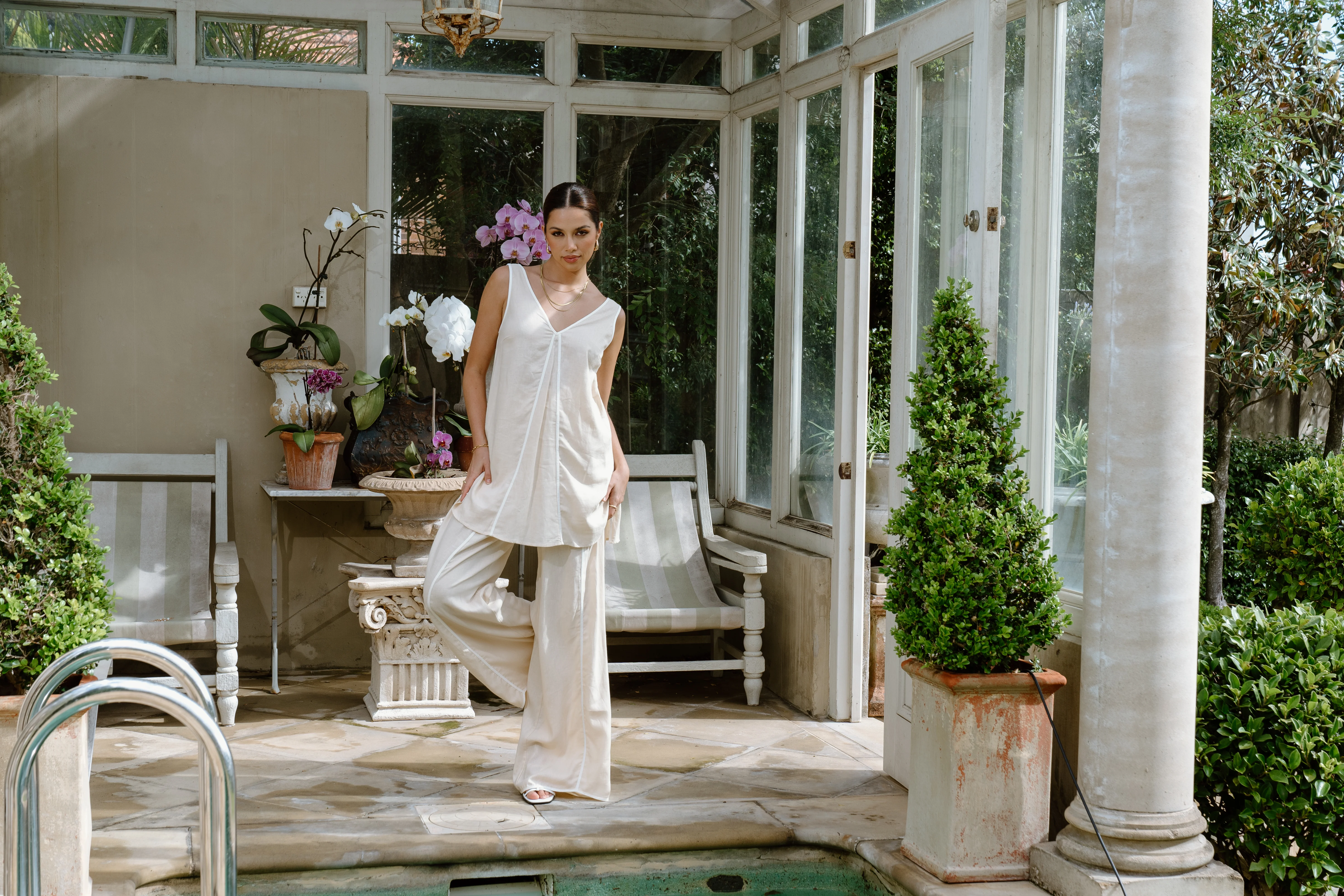 Evelina Linen Top and Pant Set - Image 5