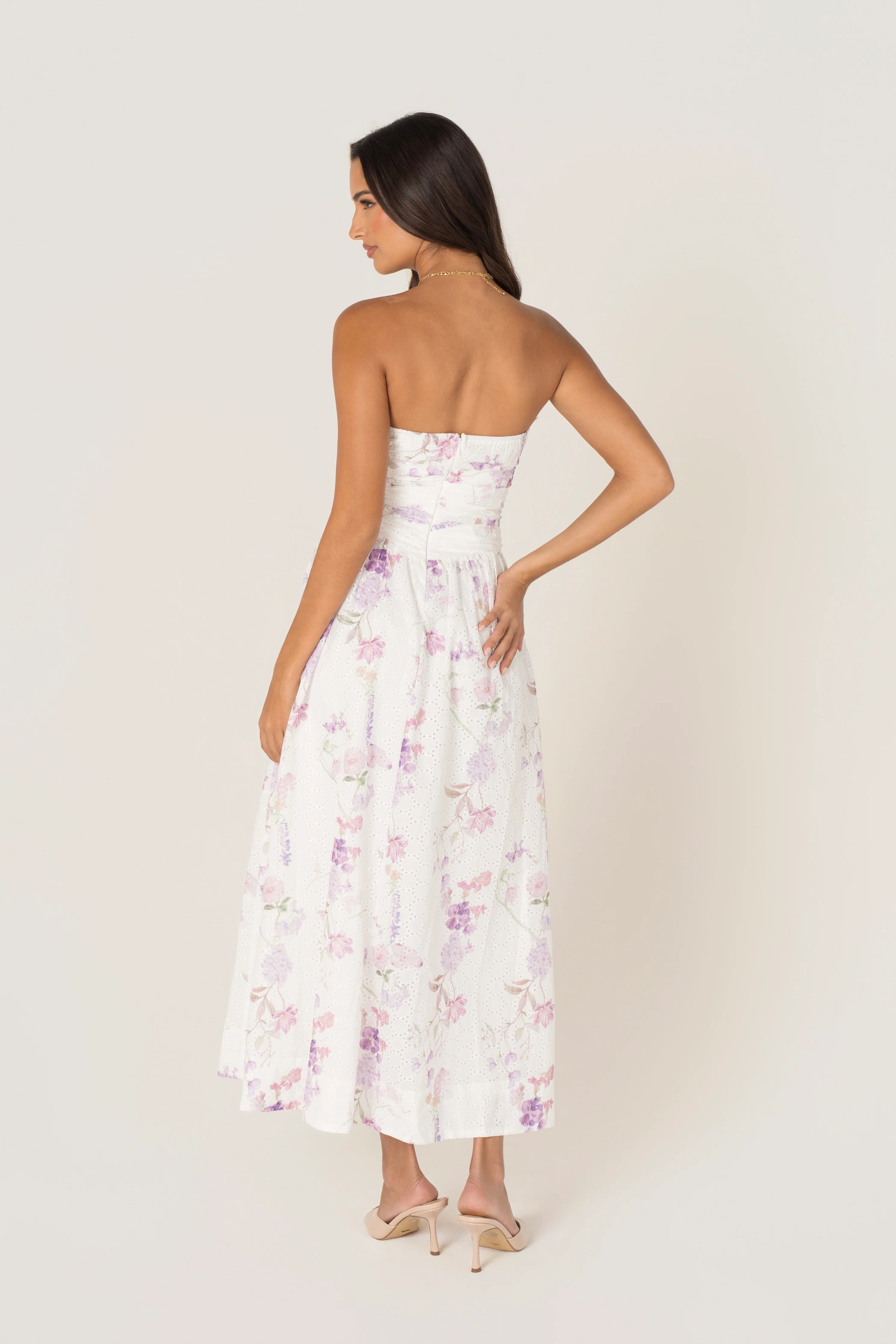 Freda White Floral Strapless Maxi Dress - Image 3