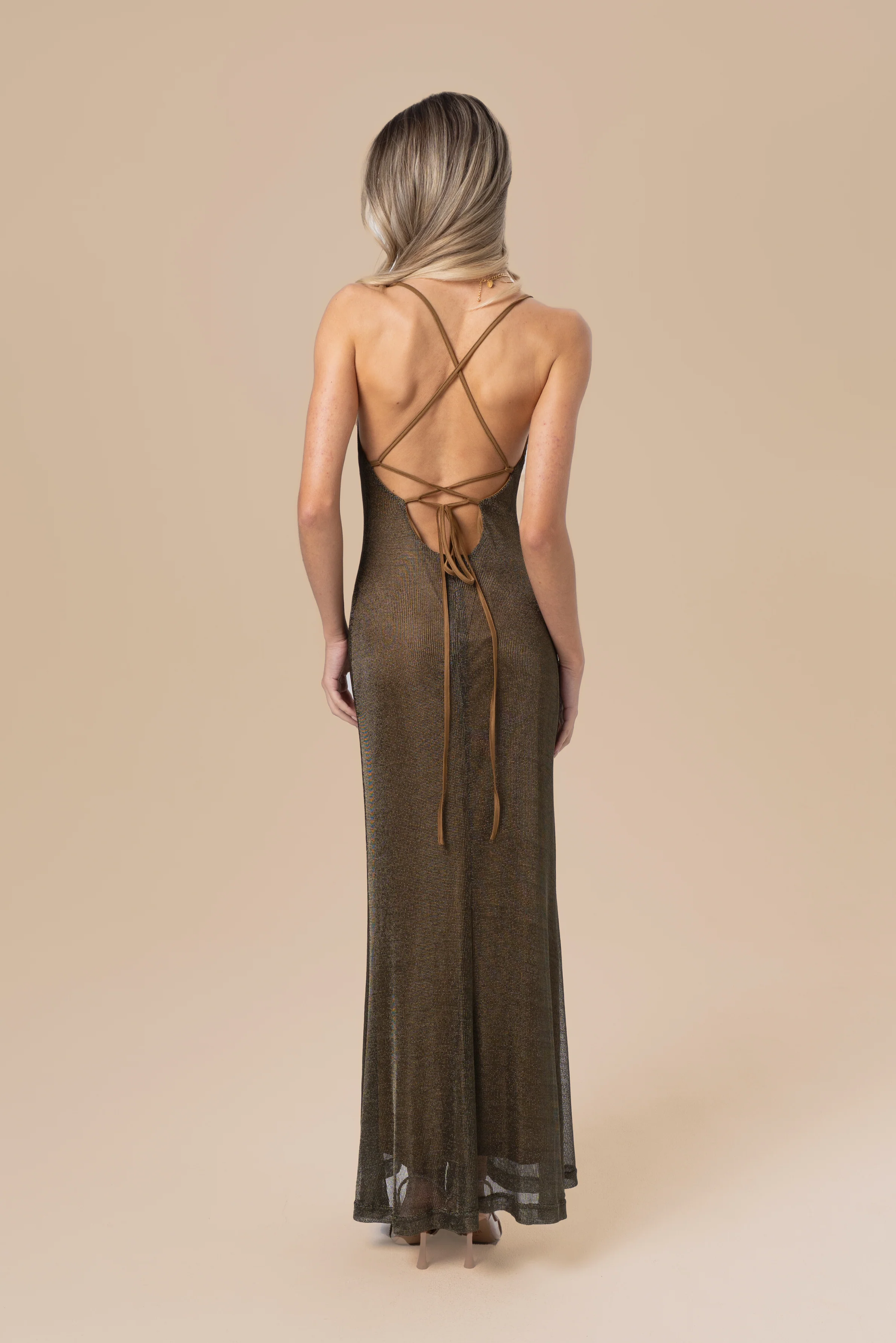 Giana Olive Cross Back Midi Dress - Image 3