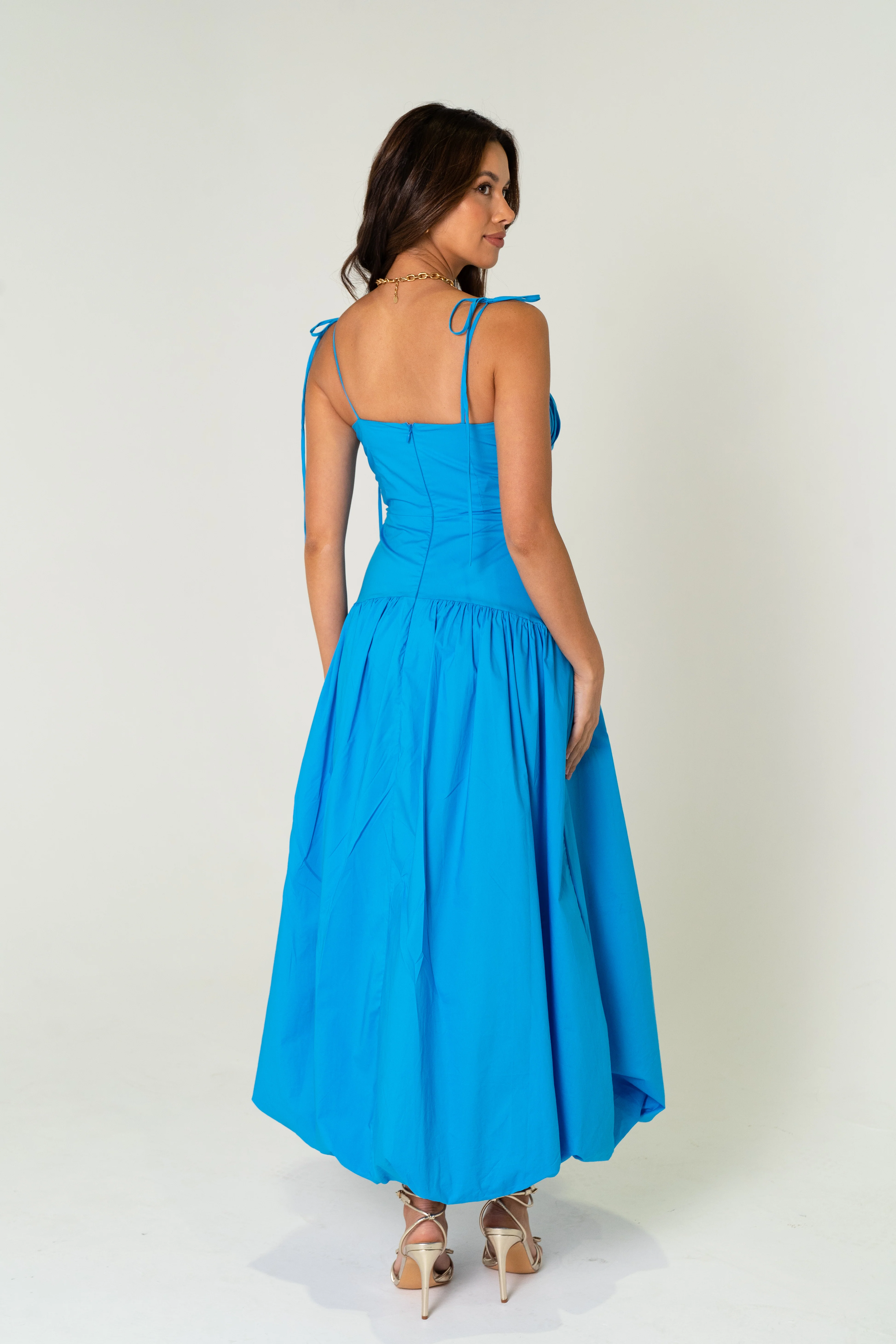 Grace Blue Balloon Skirt Maxi Dress - Image 4
