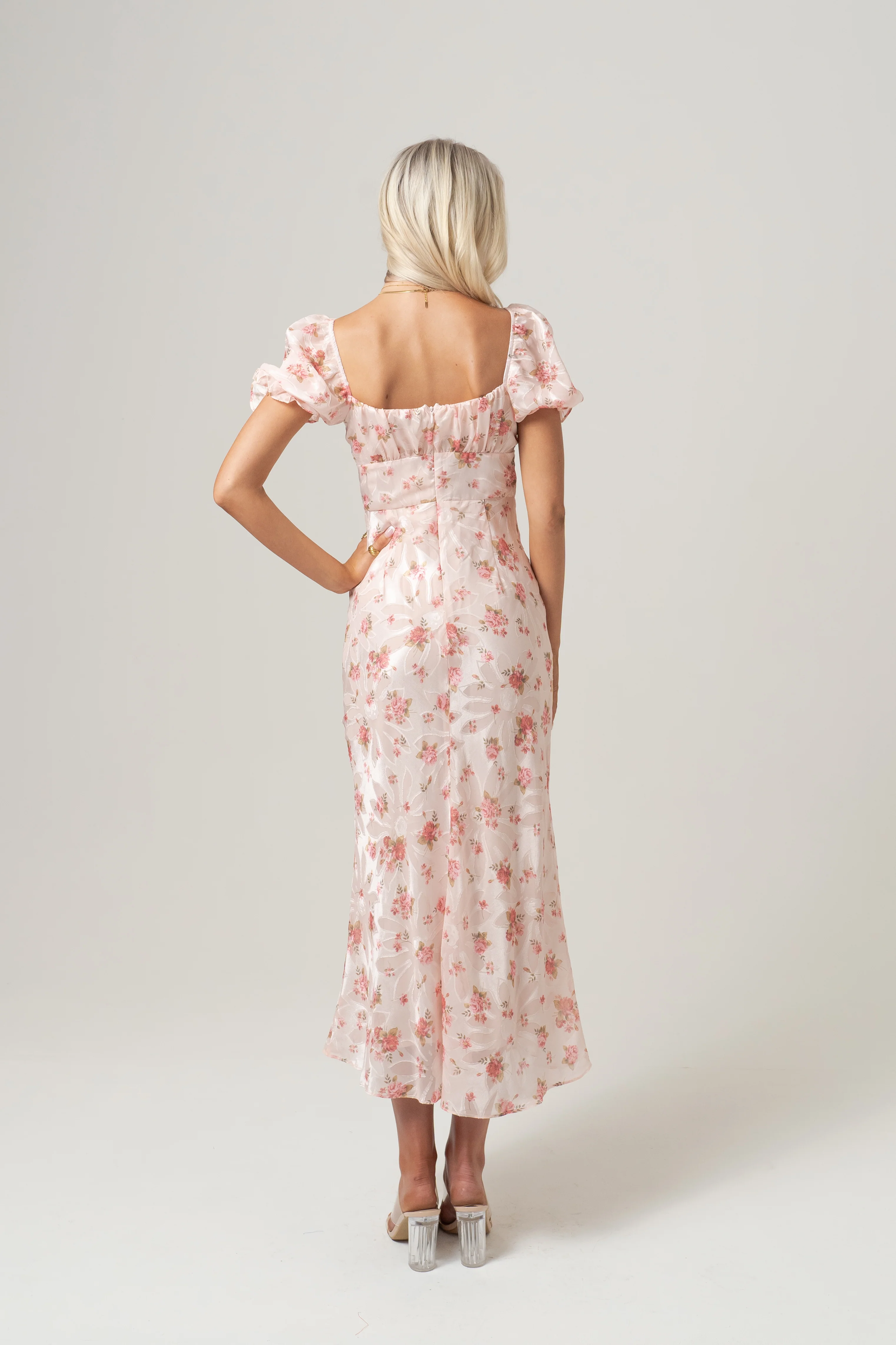 Harmony Pink Floral Print Midi Dress - Image 3