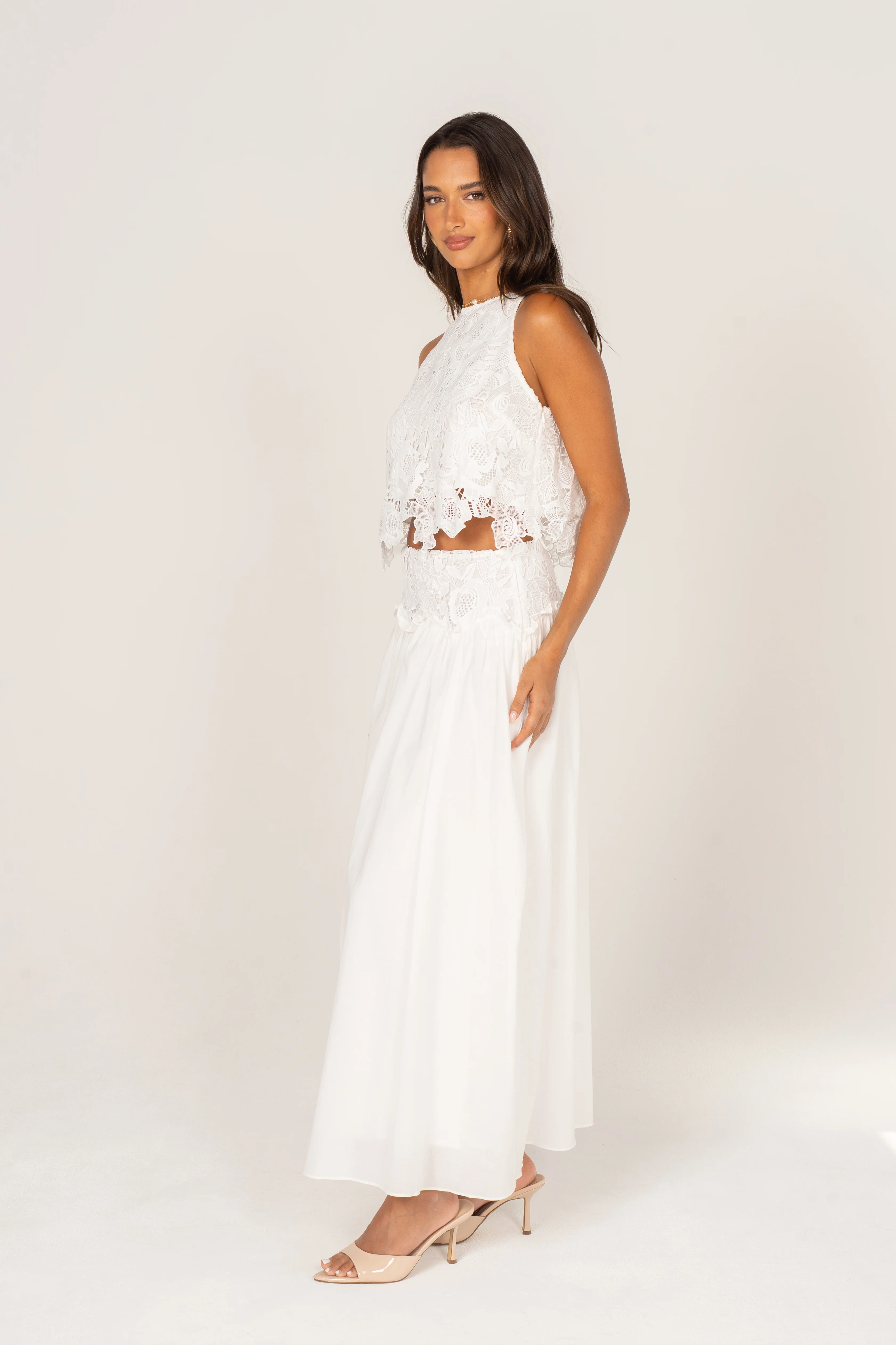 Hattie White Lace Crop Top & Maxi Skirt Set - Image 2