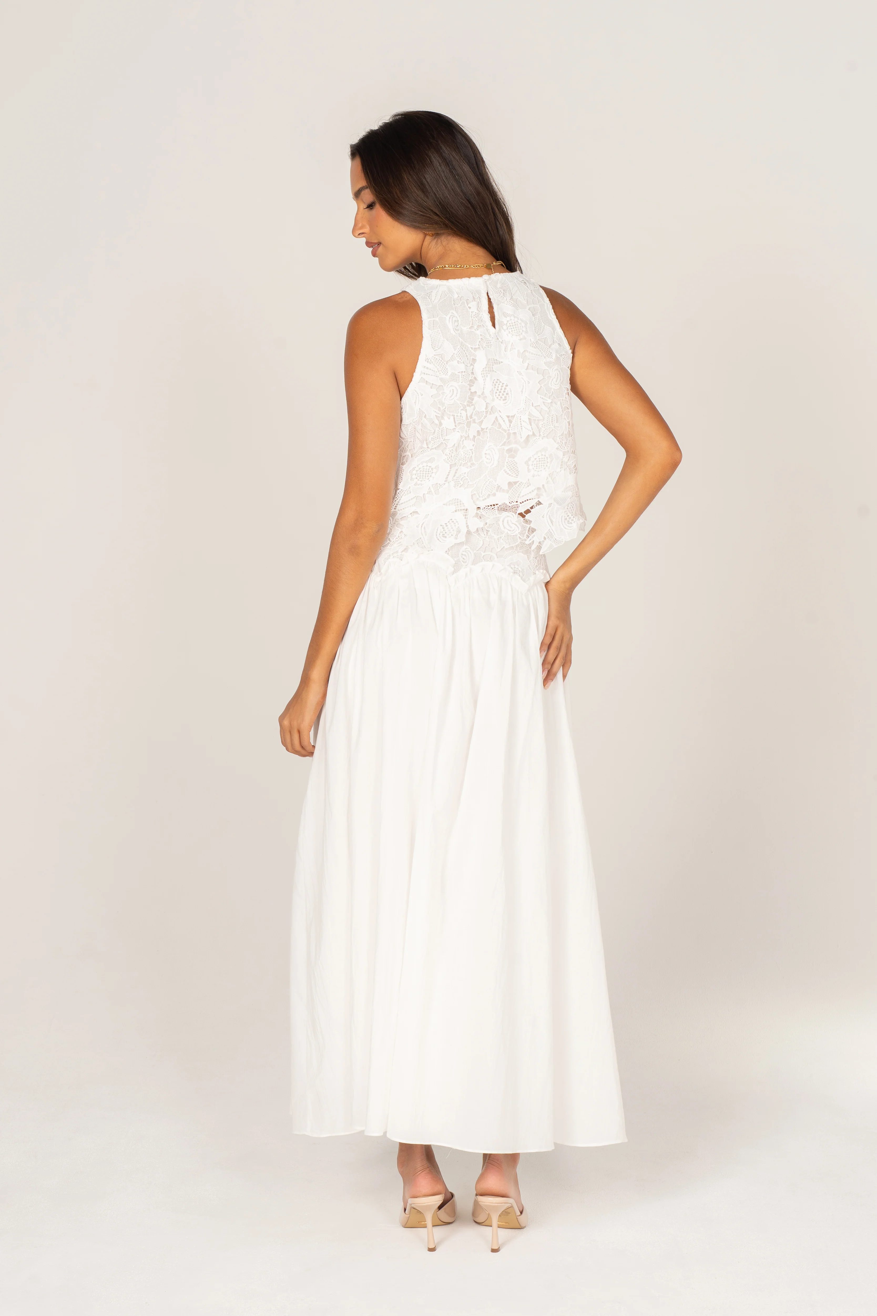 Hattie White Lace Crop Top & Maxi Skirt Set - Image 3