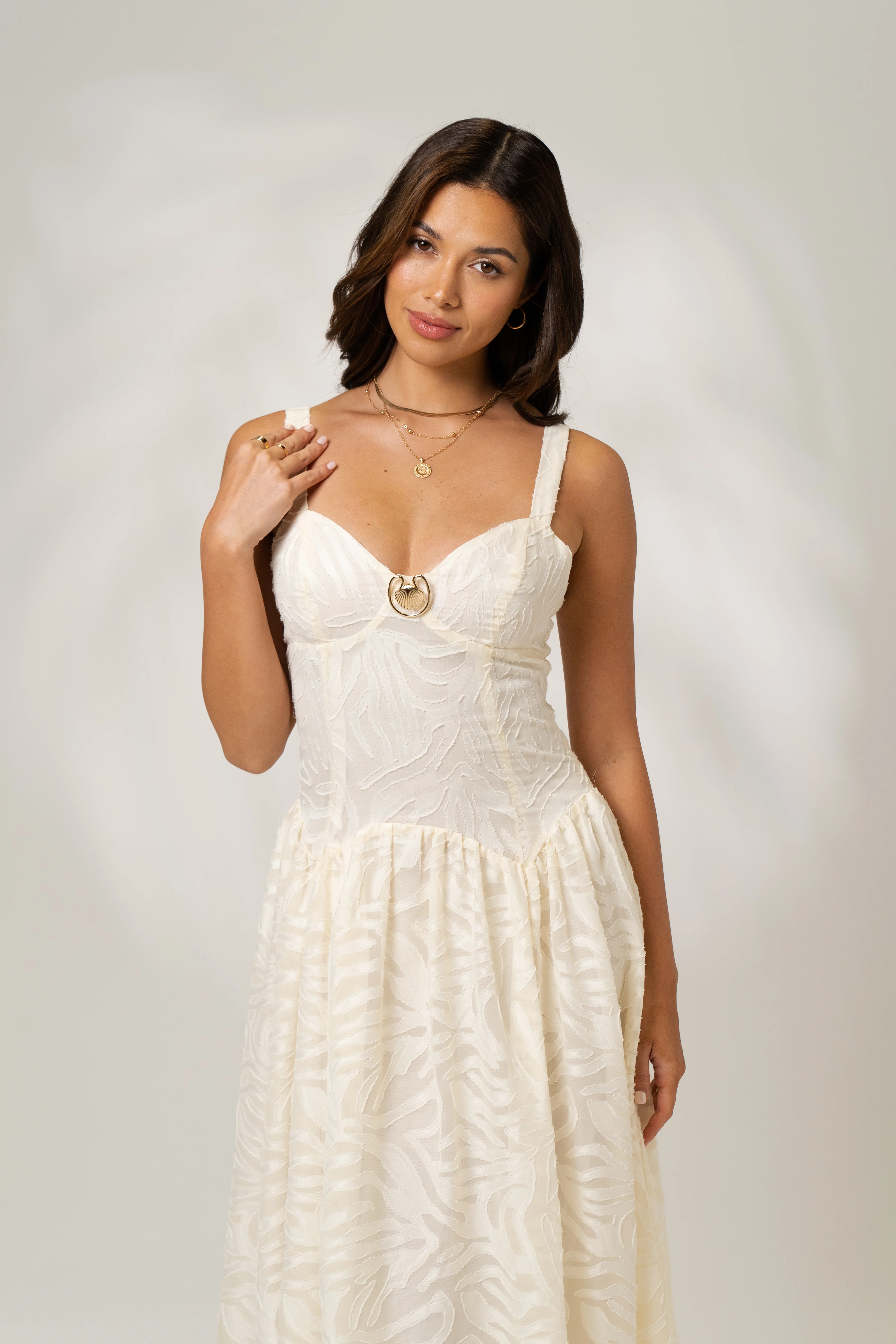 Helena Cream Drop Waist Maxi Dress - Image 4