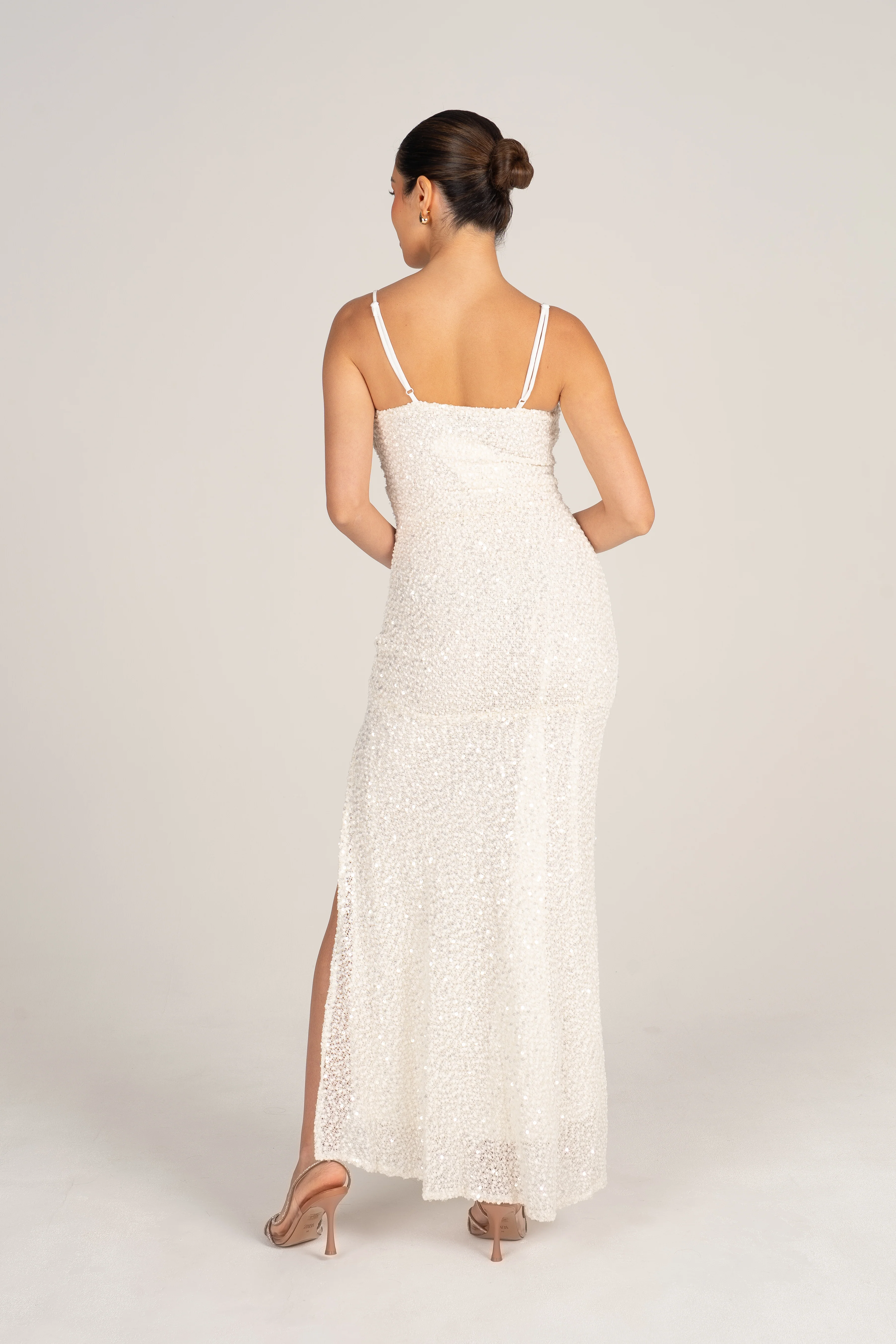 Imani Woven Sequin White Party Dress - Image 3