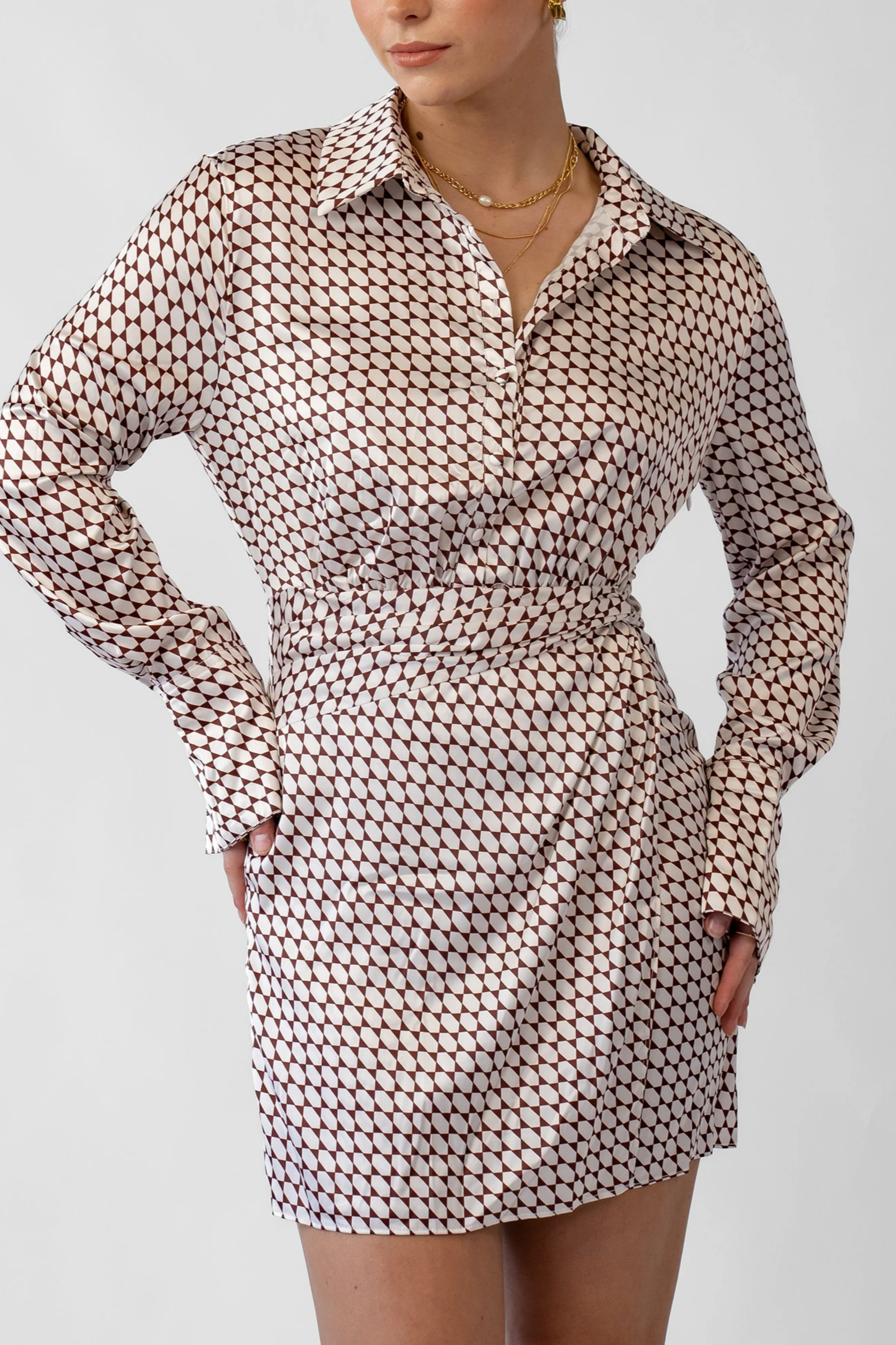 Indie Long Sleeve Button-Down Mini Dress - Image 4