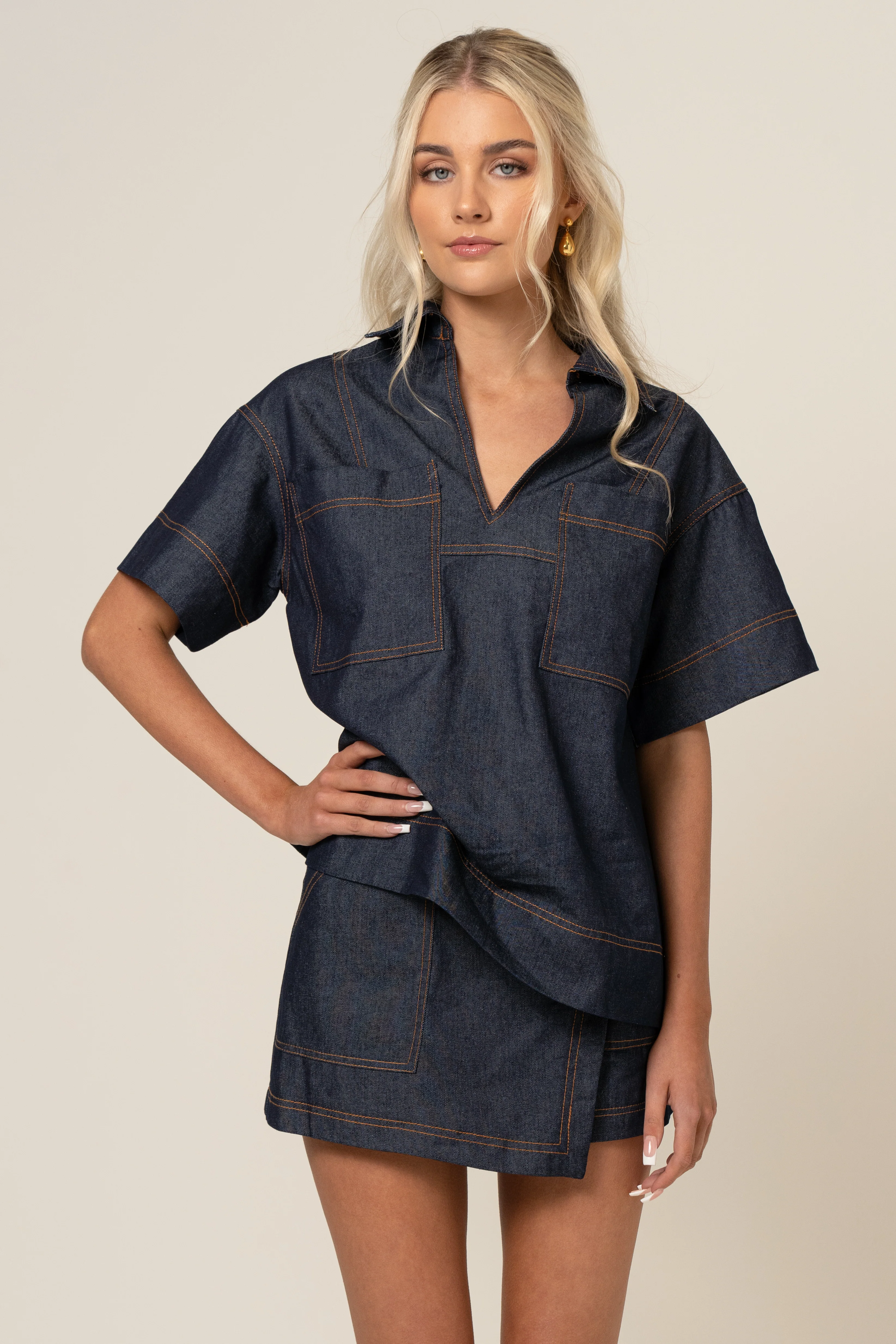 Indigo Blue Denim Skort - Image 3