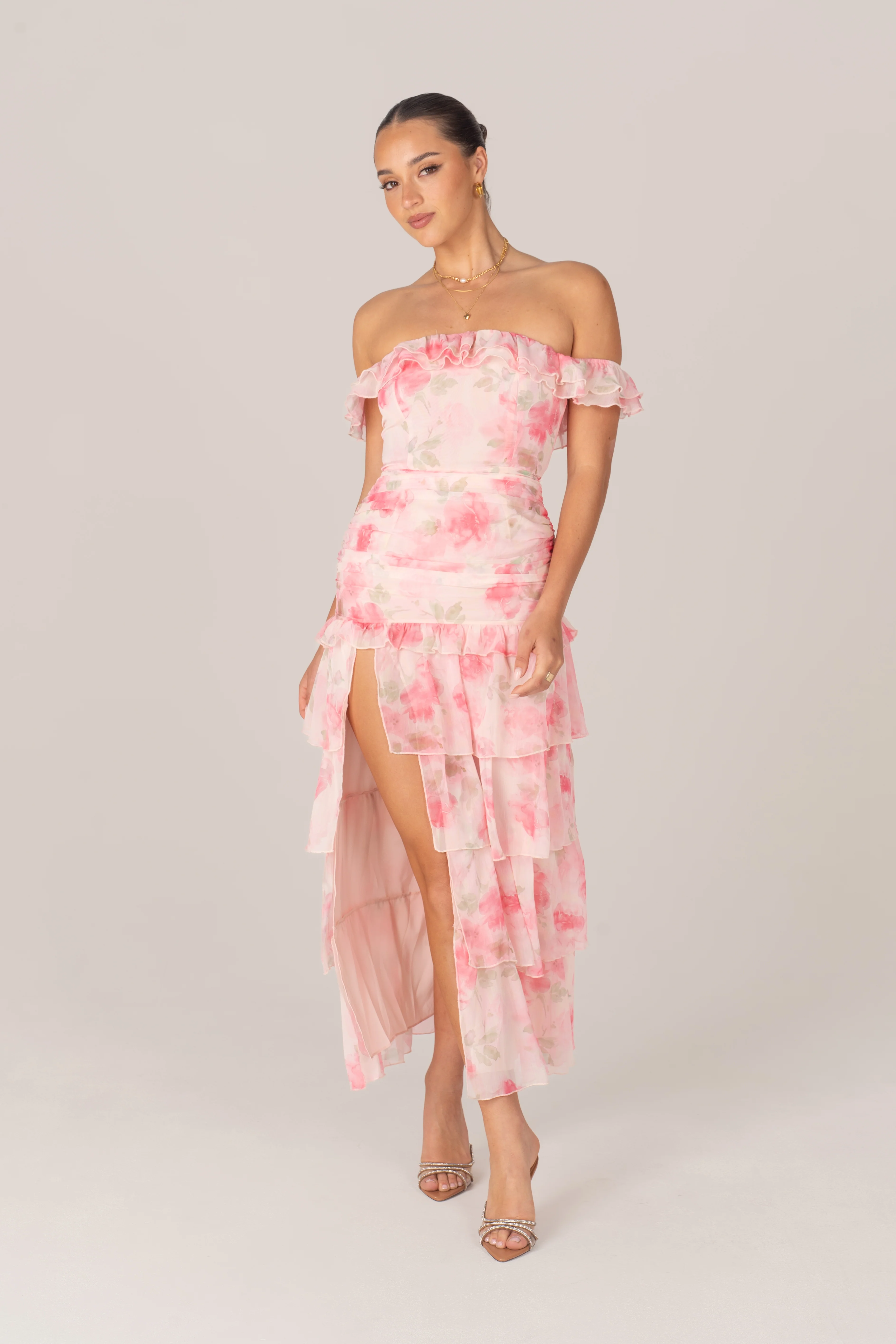Ingrid Floral Maxi Dress with Ruffle Trims