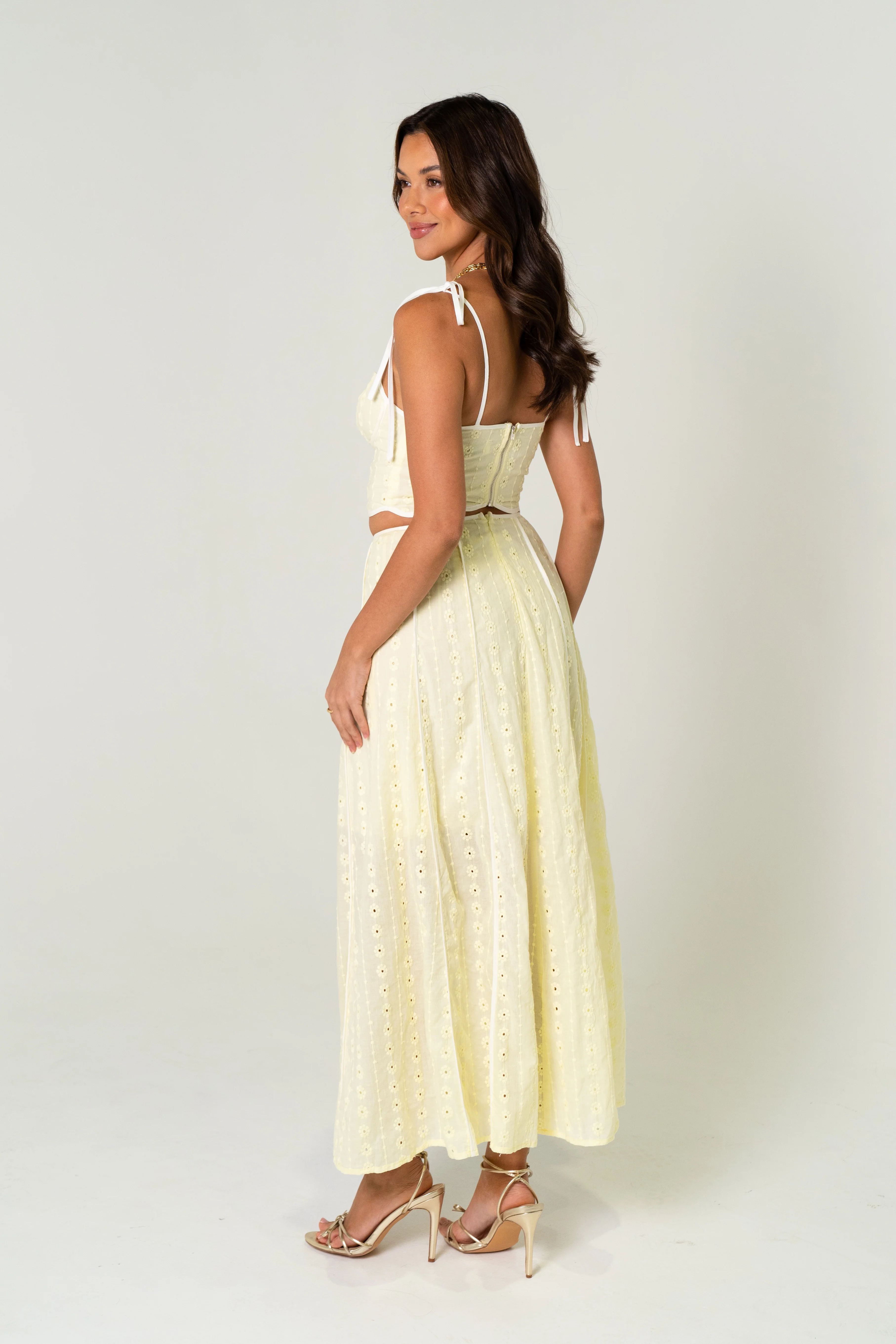 Isabela Yellow Two Piece Set - Cropped Top & Maxi Skirt - Image 4
