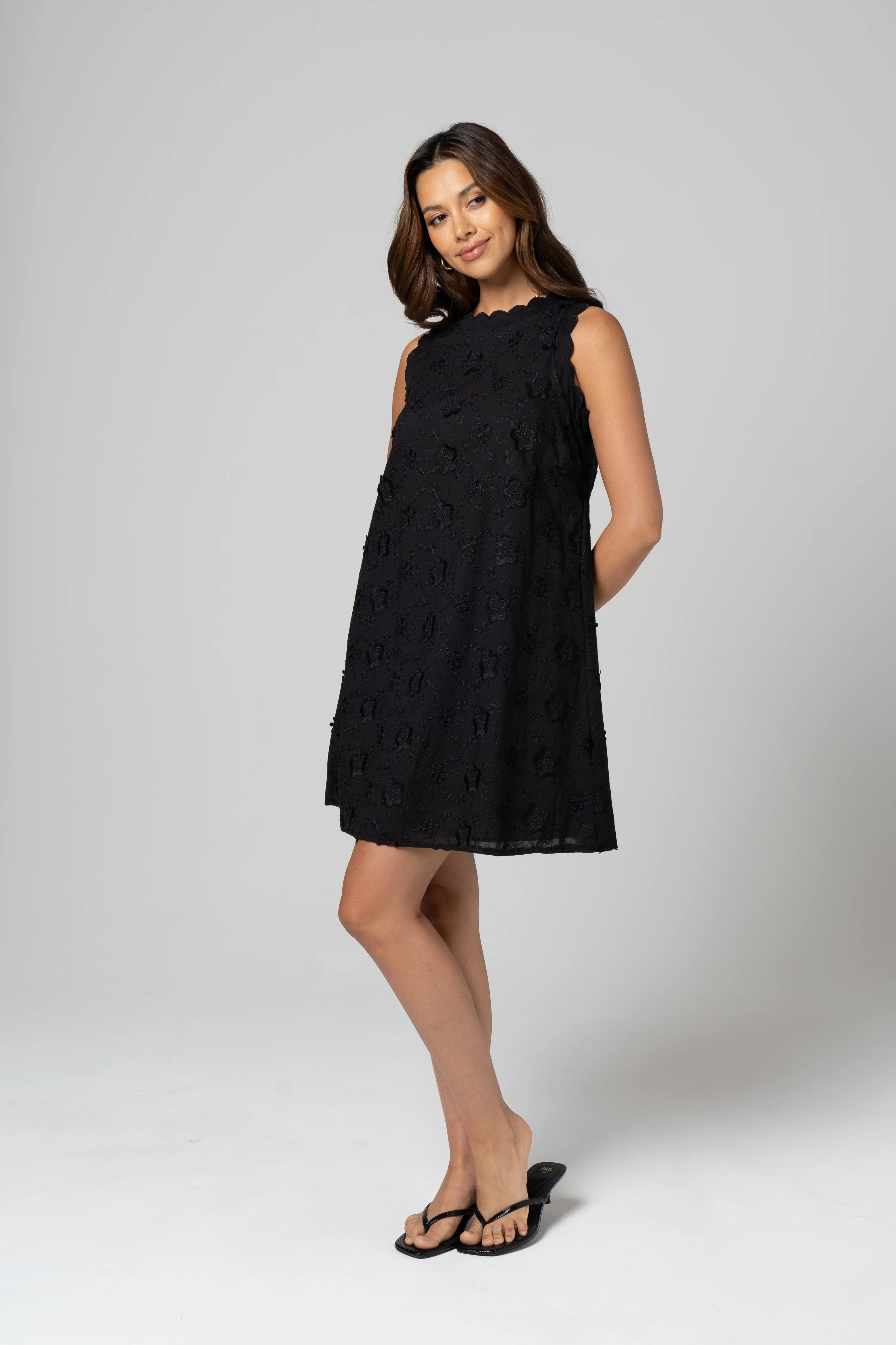 Isadora Black Mini Shift Dress - Image 2