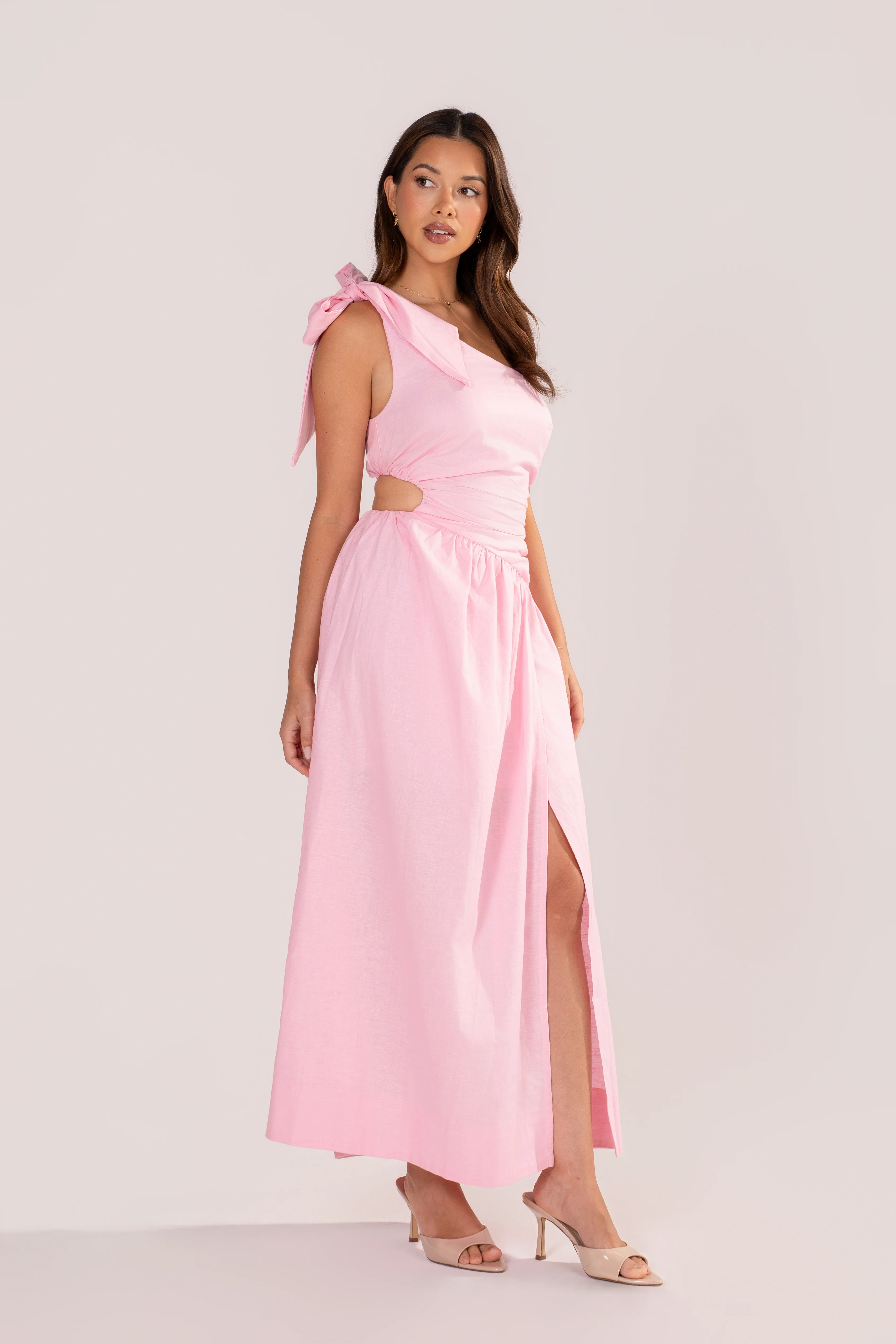 Ivana Pink One-Shoulder Maxi Dress - Image 3