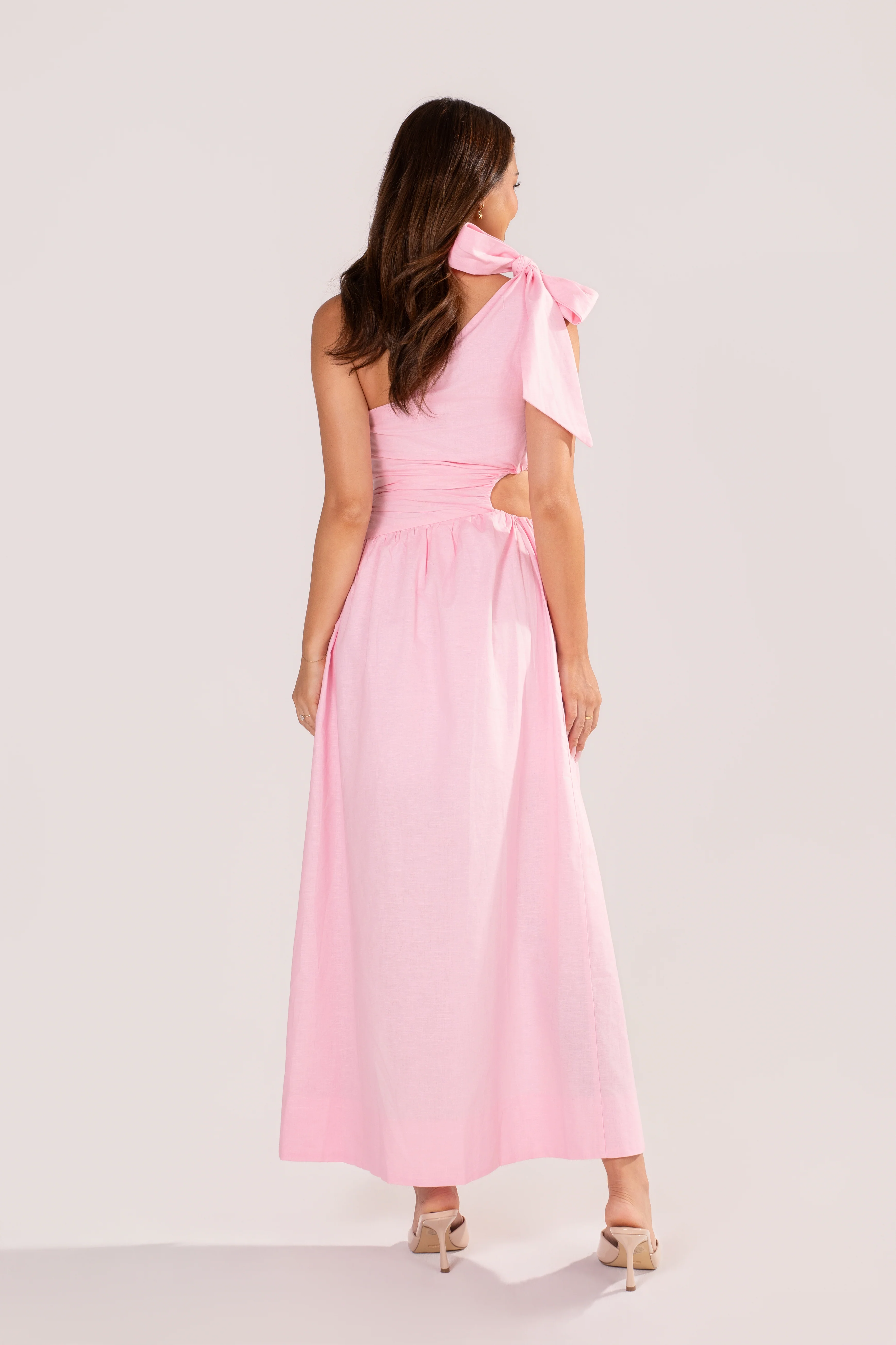 Ivana Pink One-Shoulder Maxi Dress - Image 4