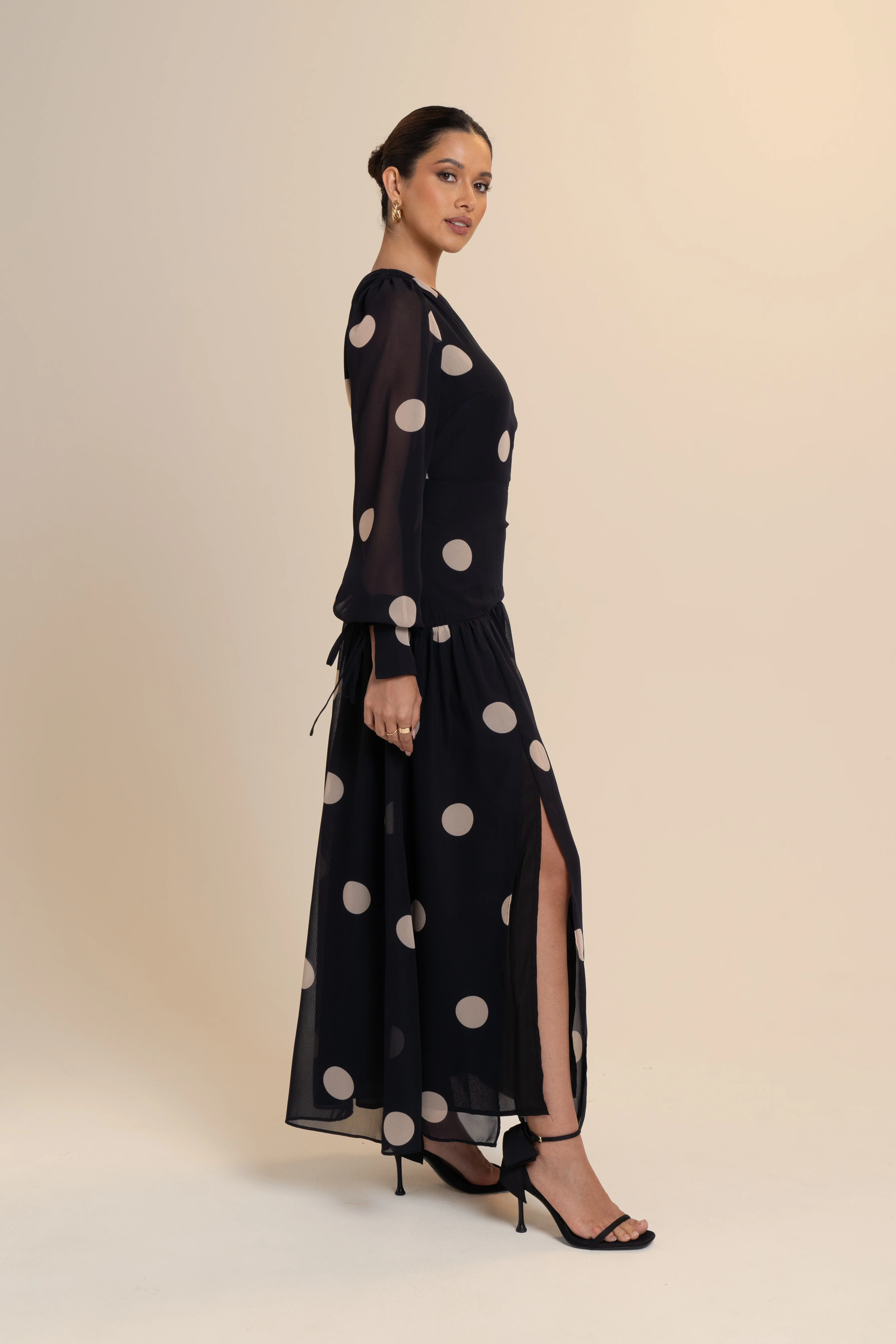 Jacqueline One Shoulder Polka Dot Maxi Dress - Image 2