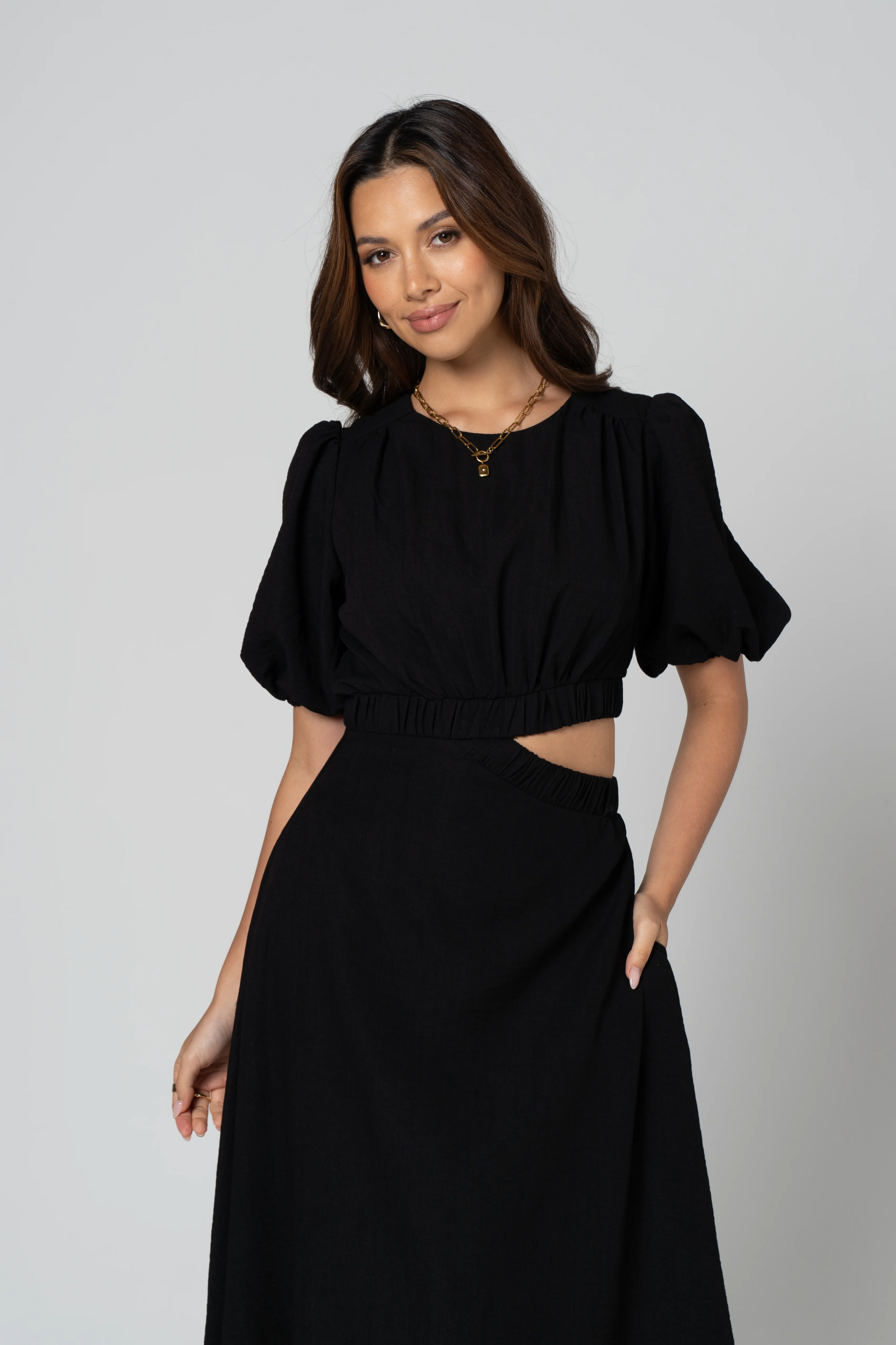 Janice Side Cut-Out Puff Sleeve Maxi Dress - Image 4