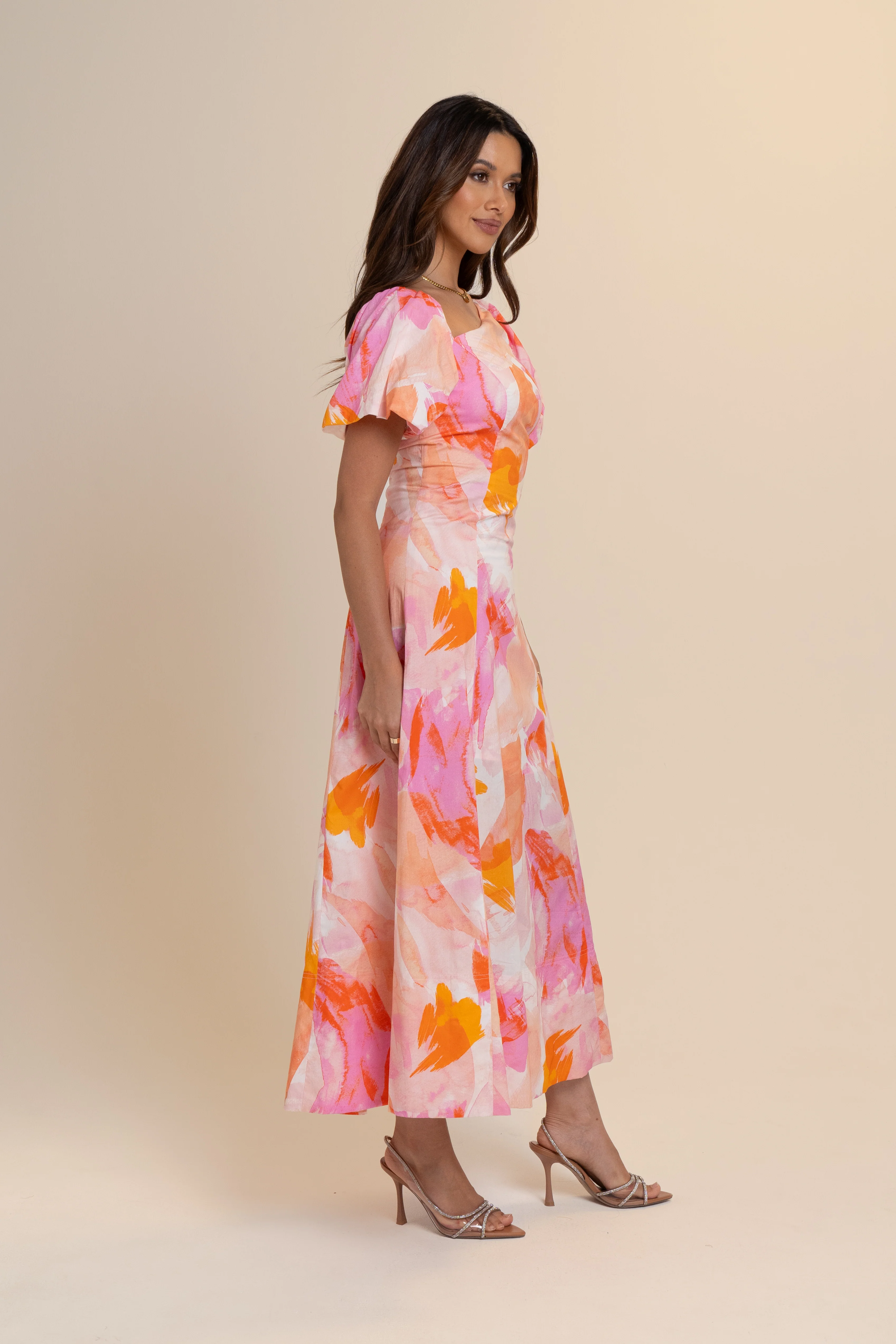 Jessica Drop Shoulder Puff Sleeve Midi Dress - Image 2