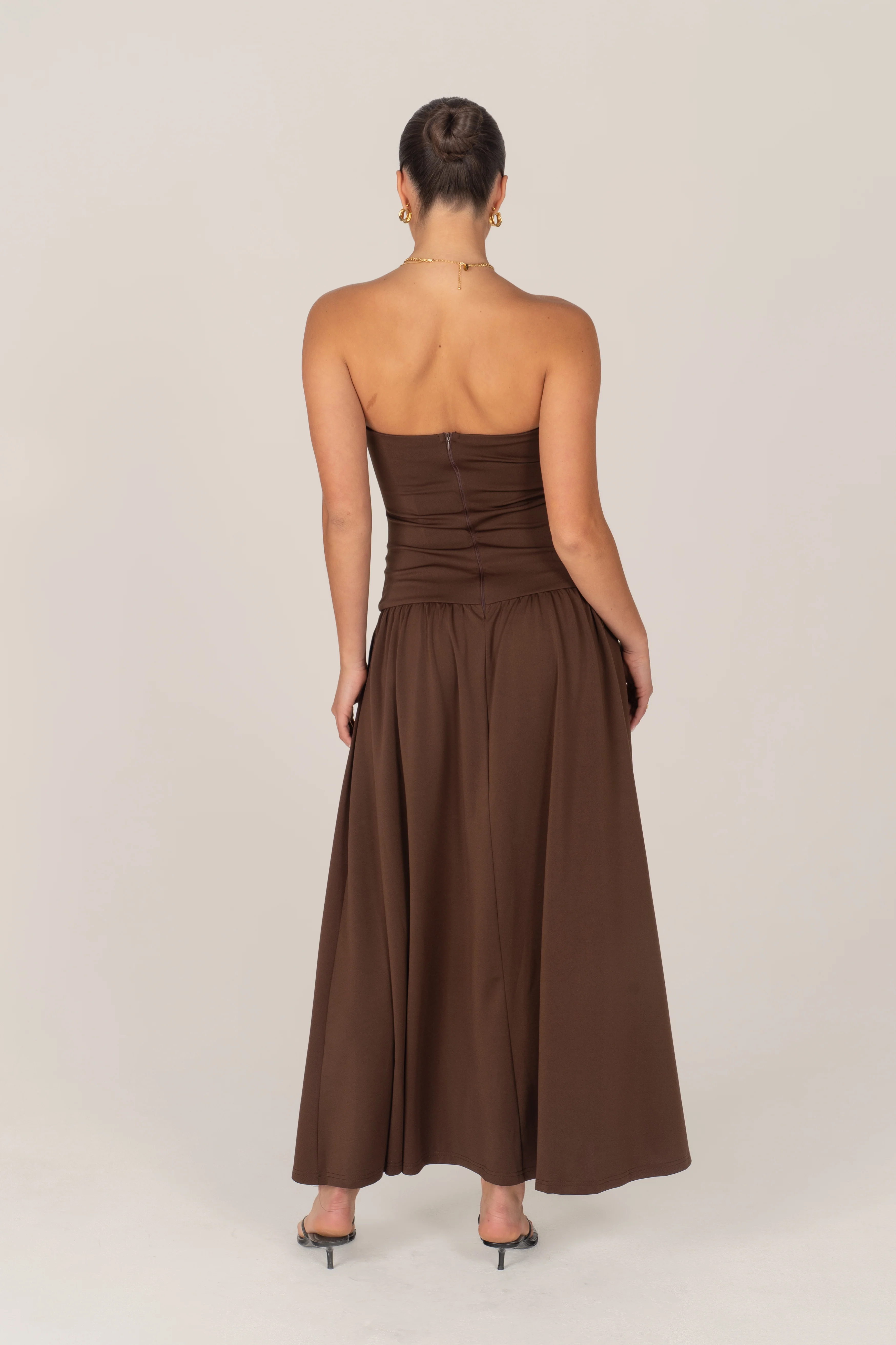 Jocelyn Strapless Chocolate Maxi Dress - Image 4