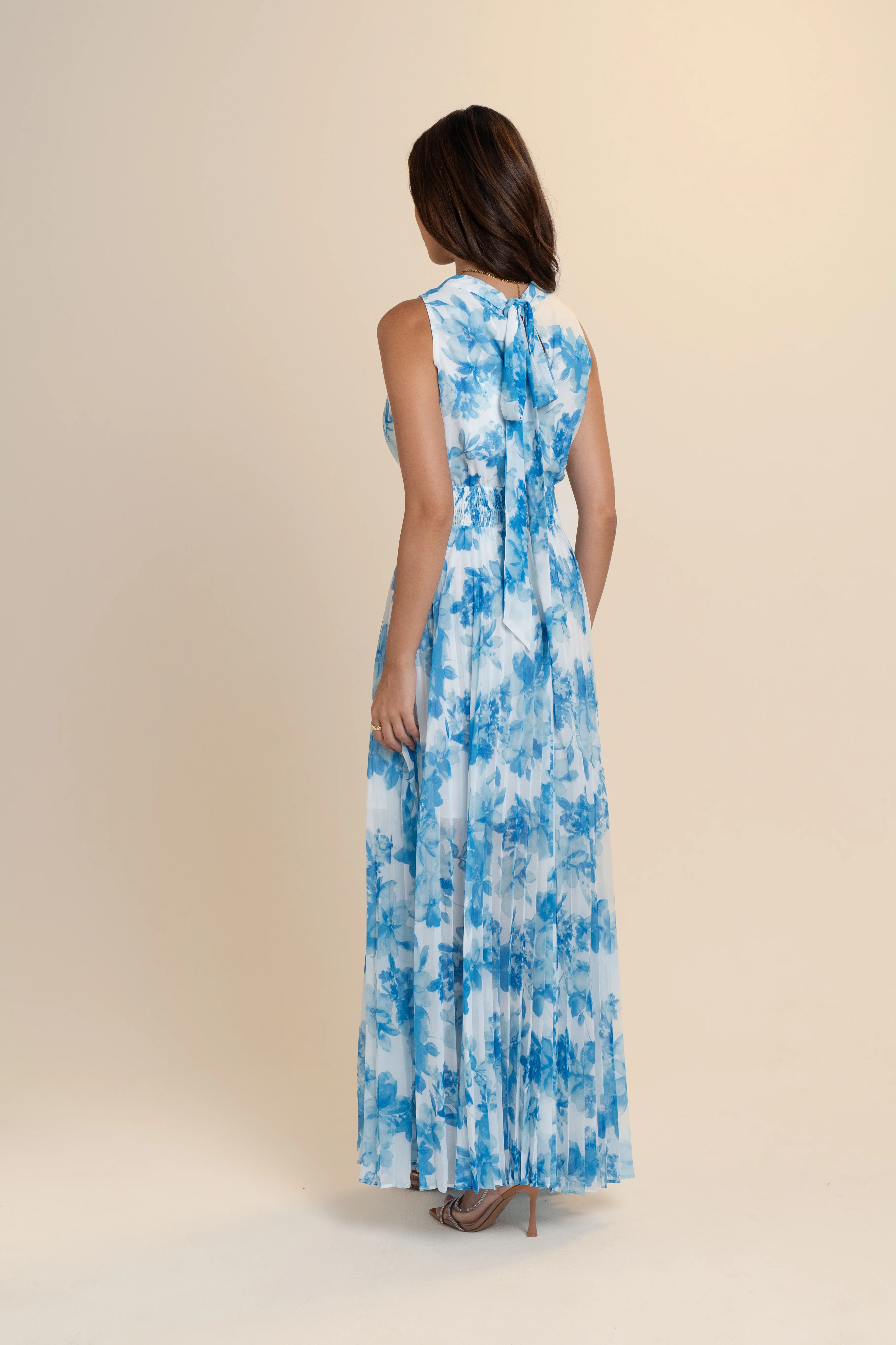 Jodi Blue Floral Pleated Maxi Dress - Image 3