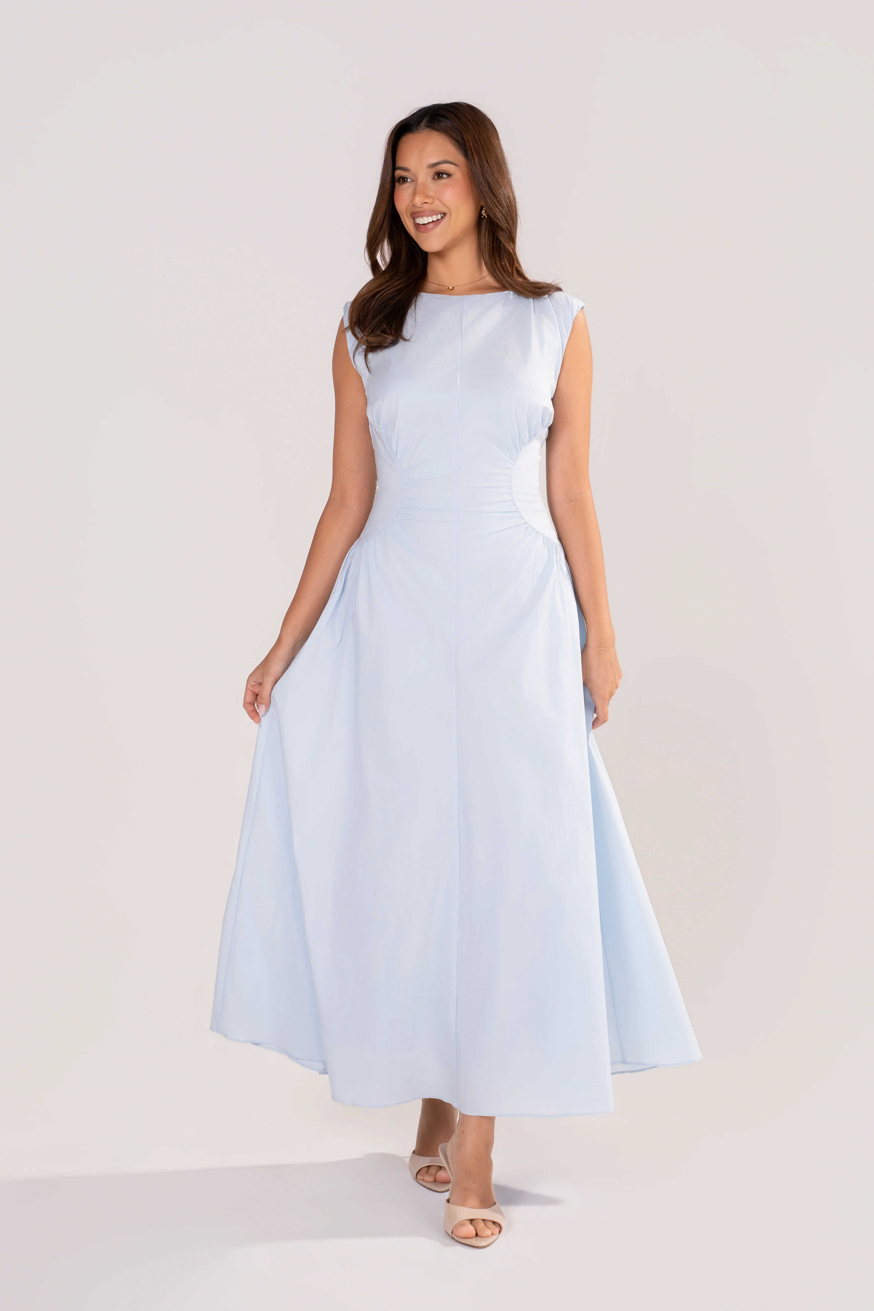 Josephine Baby Blue Classic Midi Dress