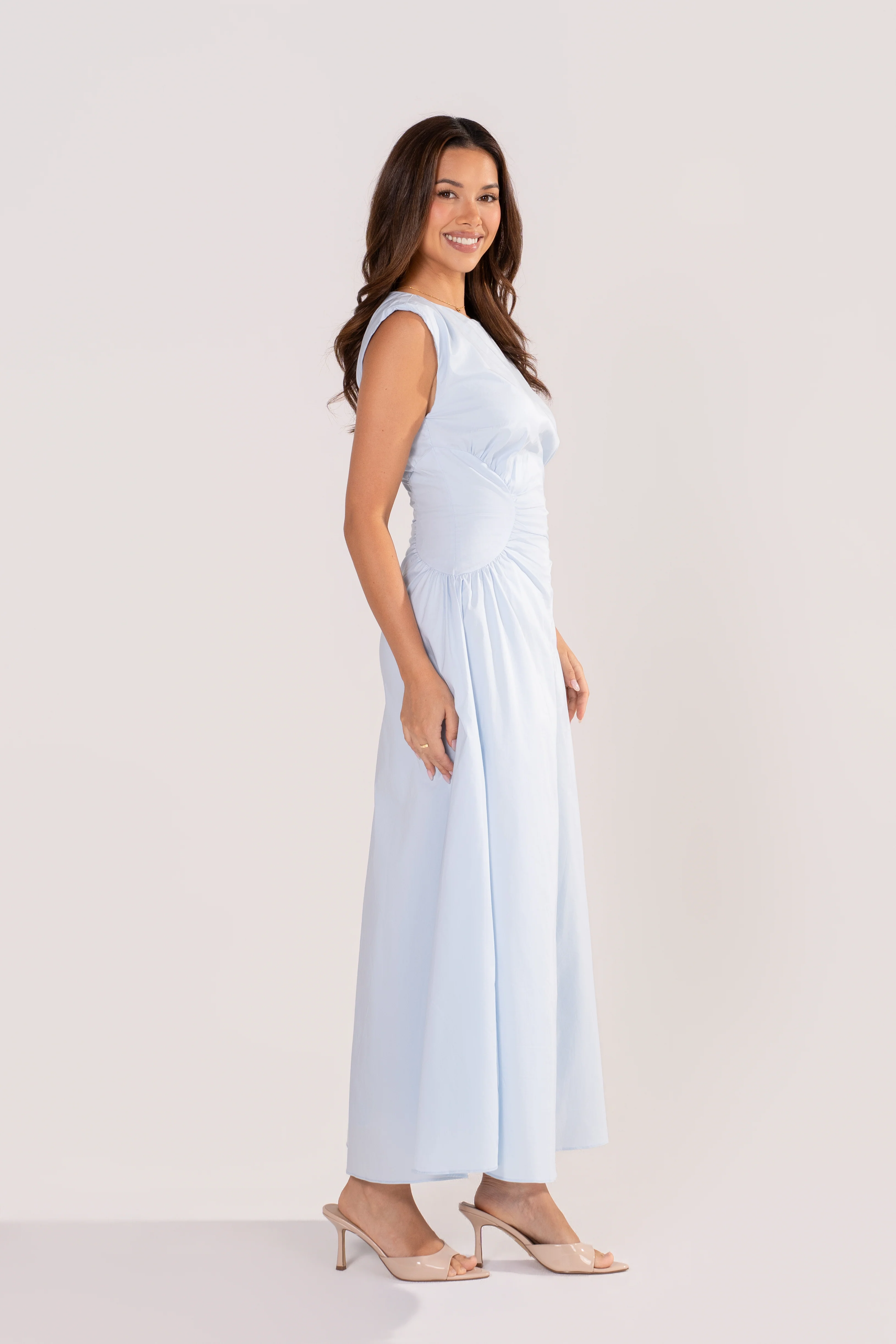 Josephine Baby Blue Classic Midi Dress - Image 2