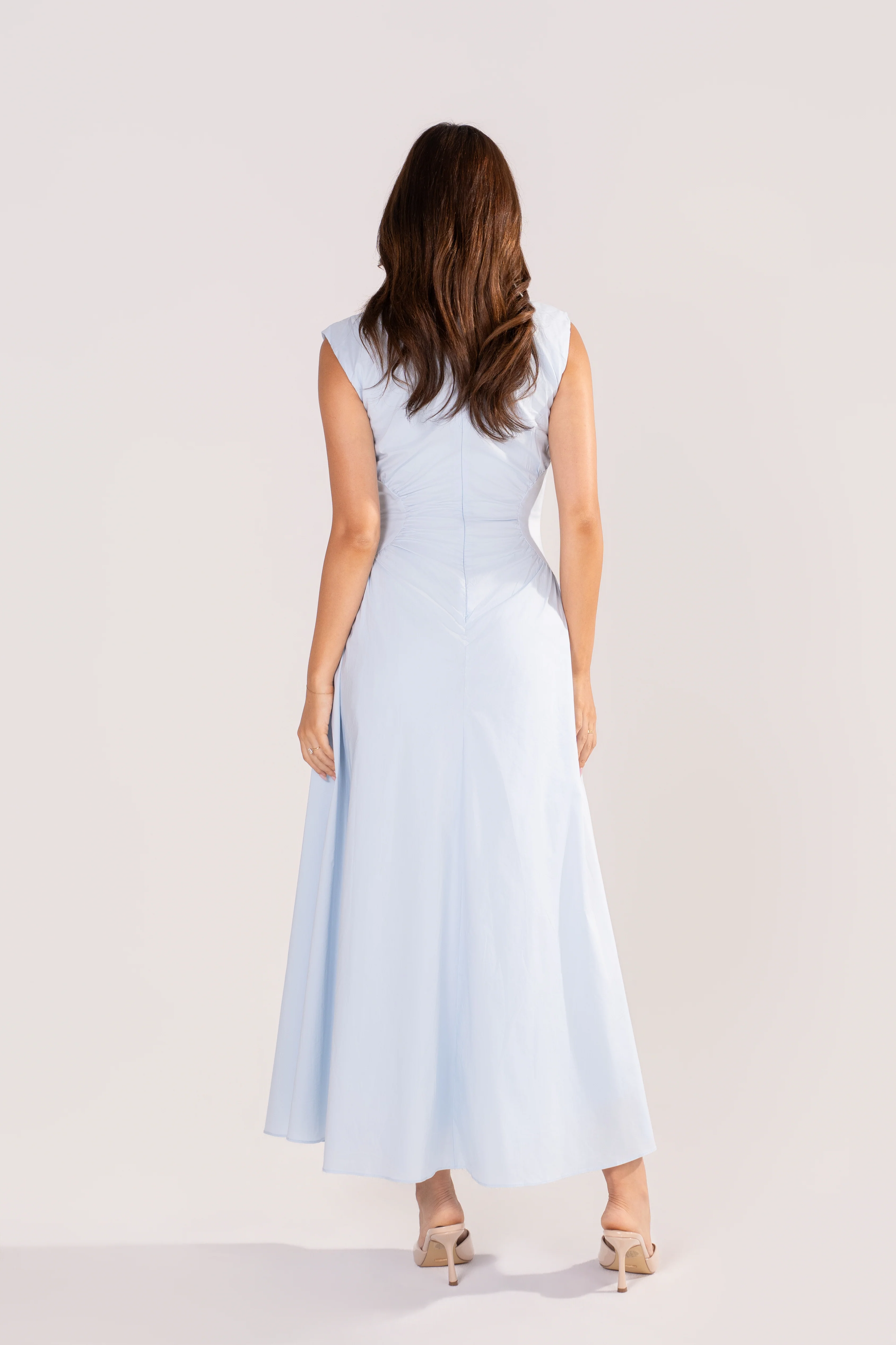 Josephine Baby Blue Classic Midi Dress - Image 3