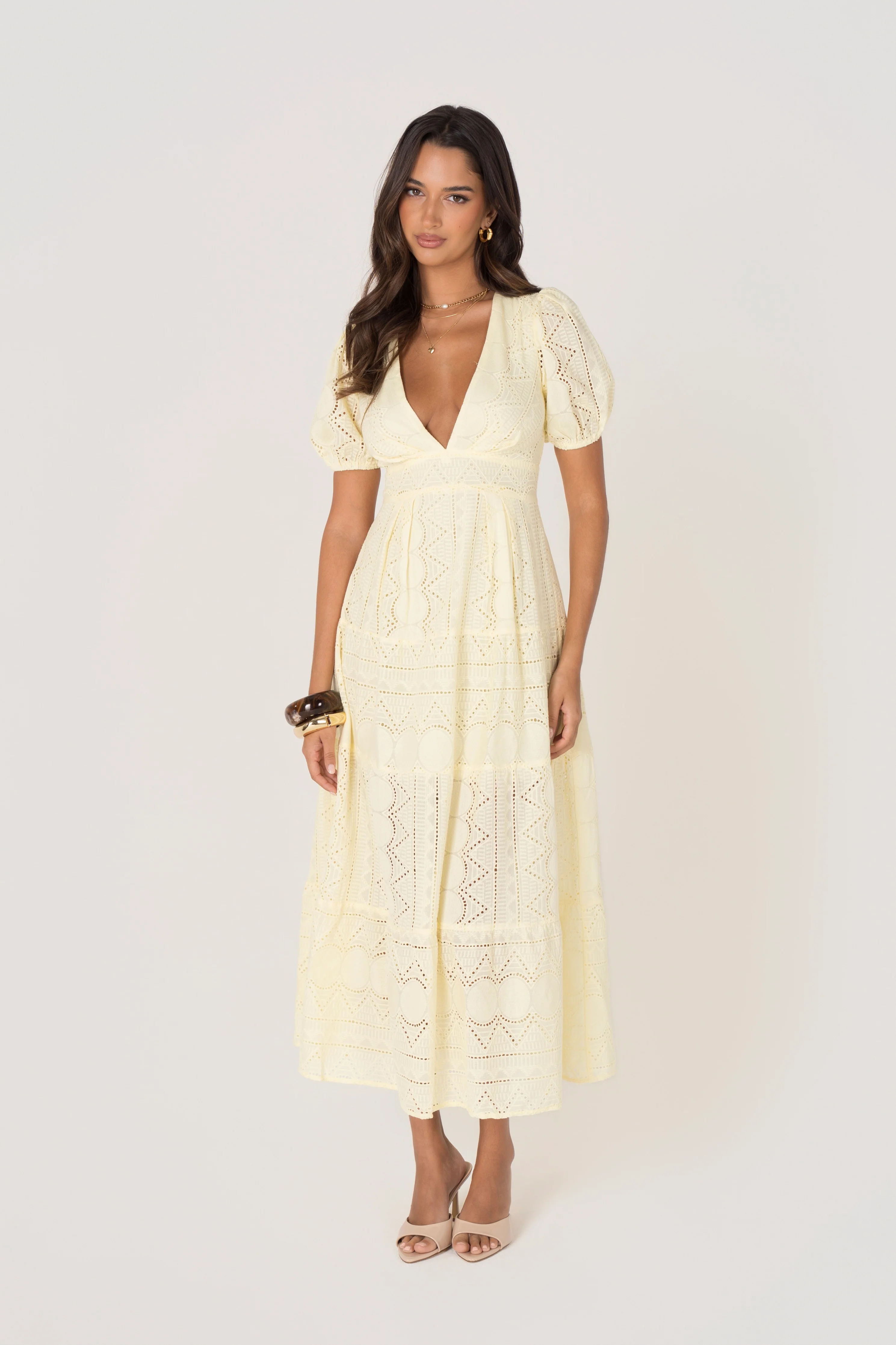 Jude Yellow Puff Sleeve Maxi Dress