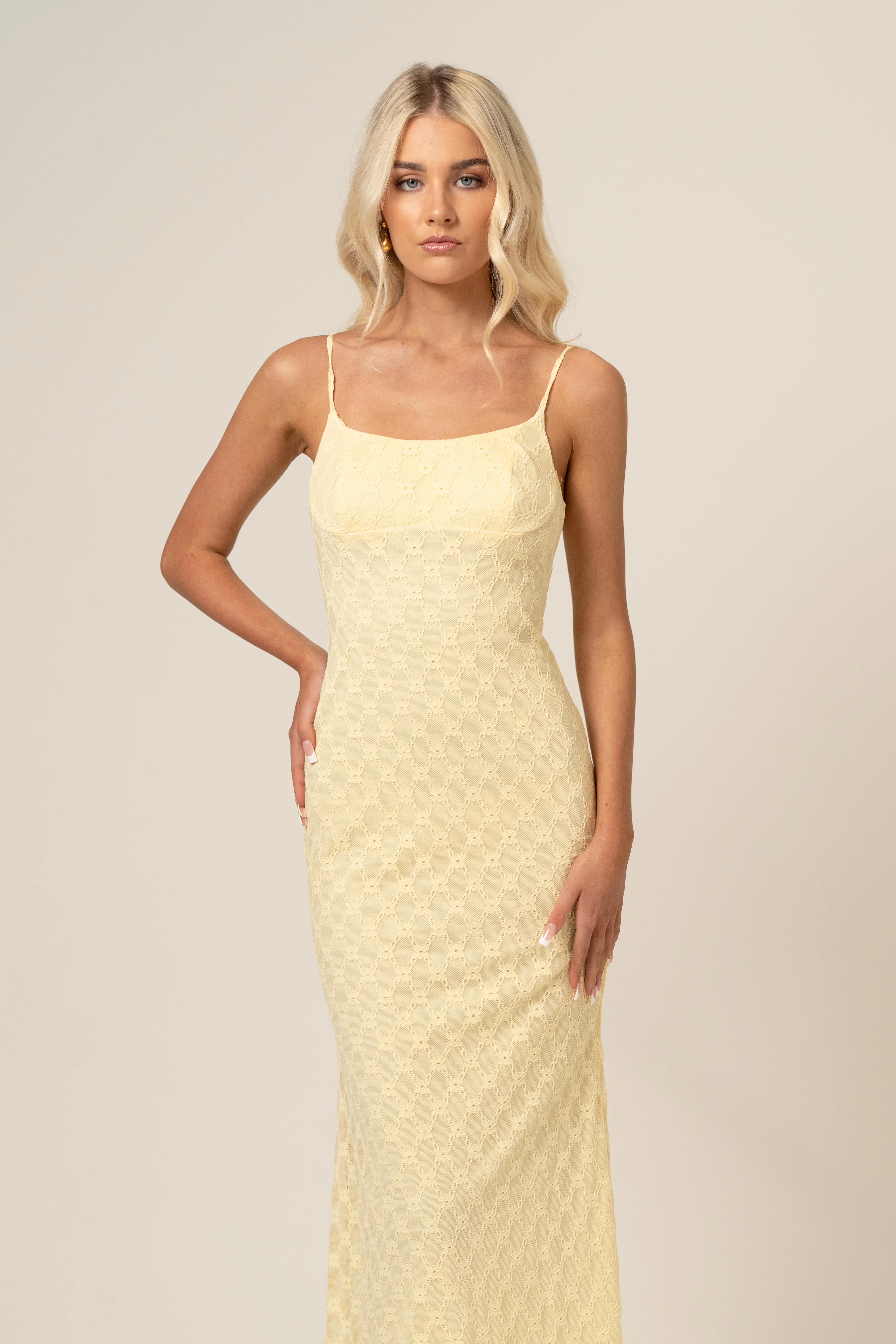 Kiera Classic Yellow Midi Dress - Image 4