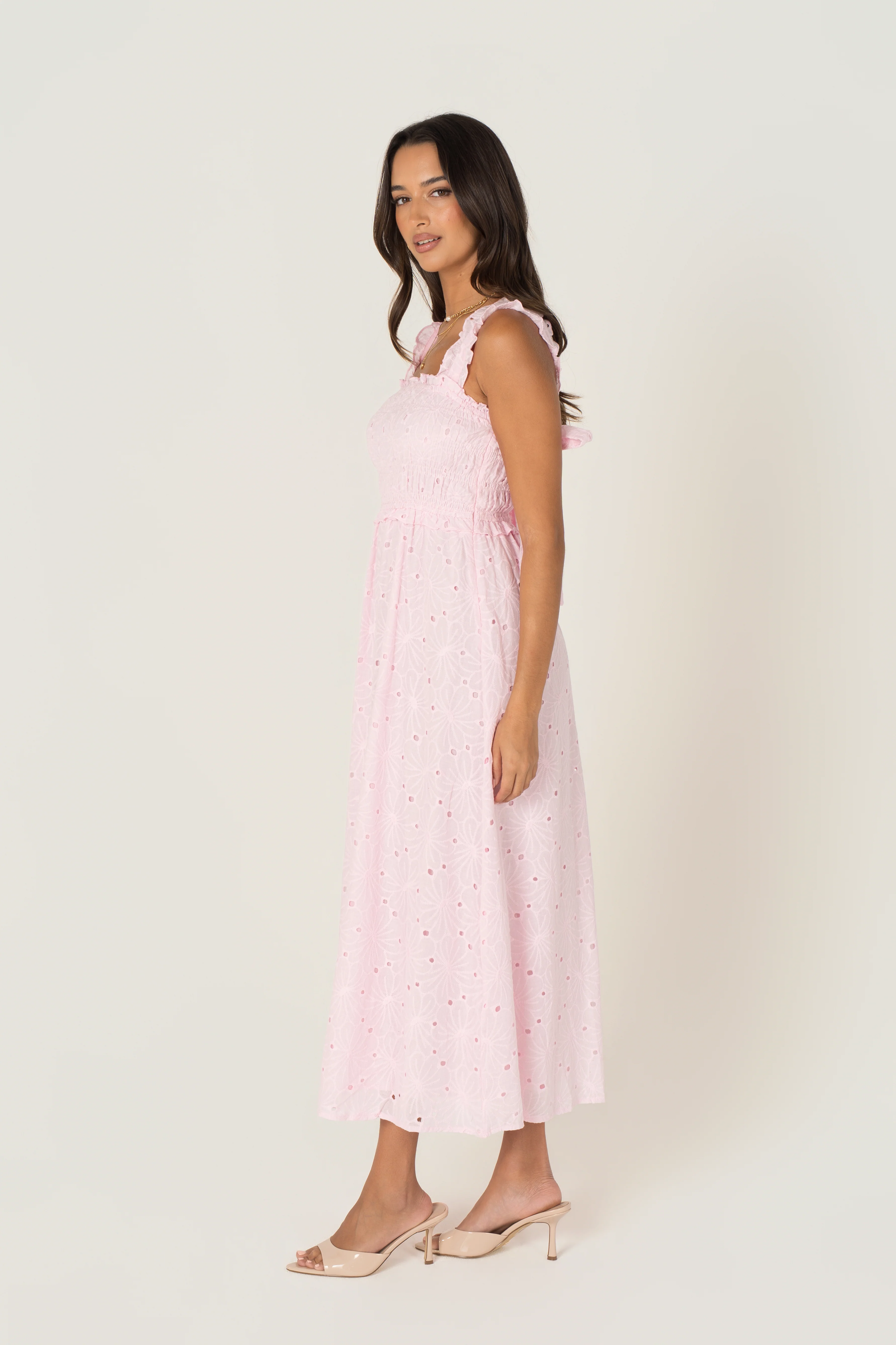 Kleo Pink Emroidered Midi Dress - Image 2