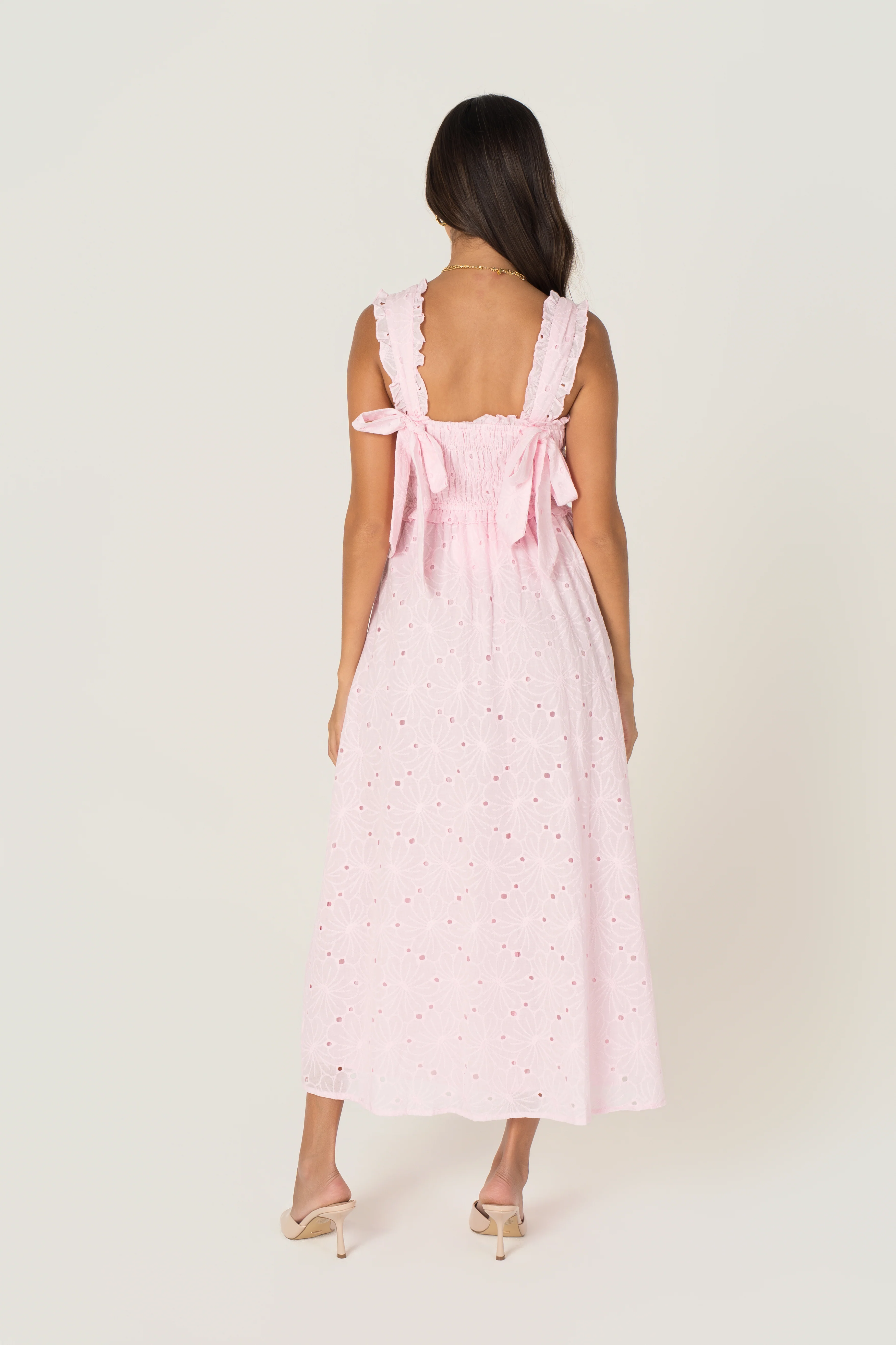 Kleo Pink Emroidered Midi Dress - Image 3