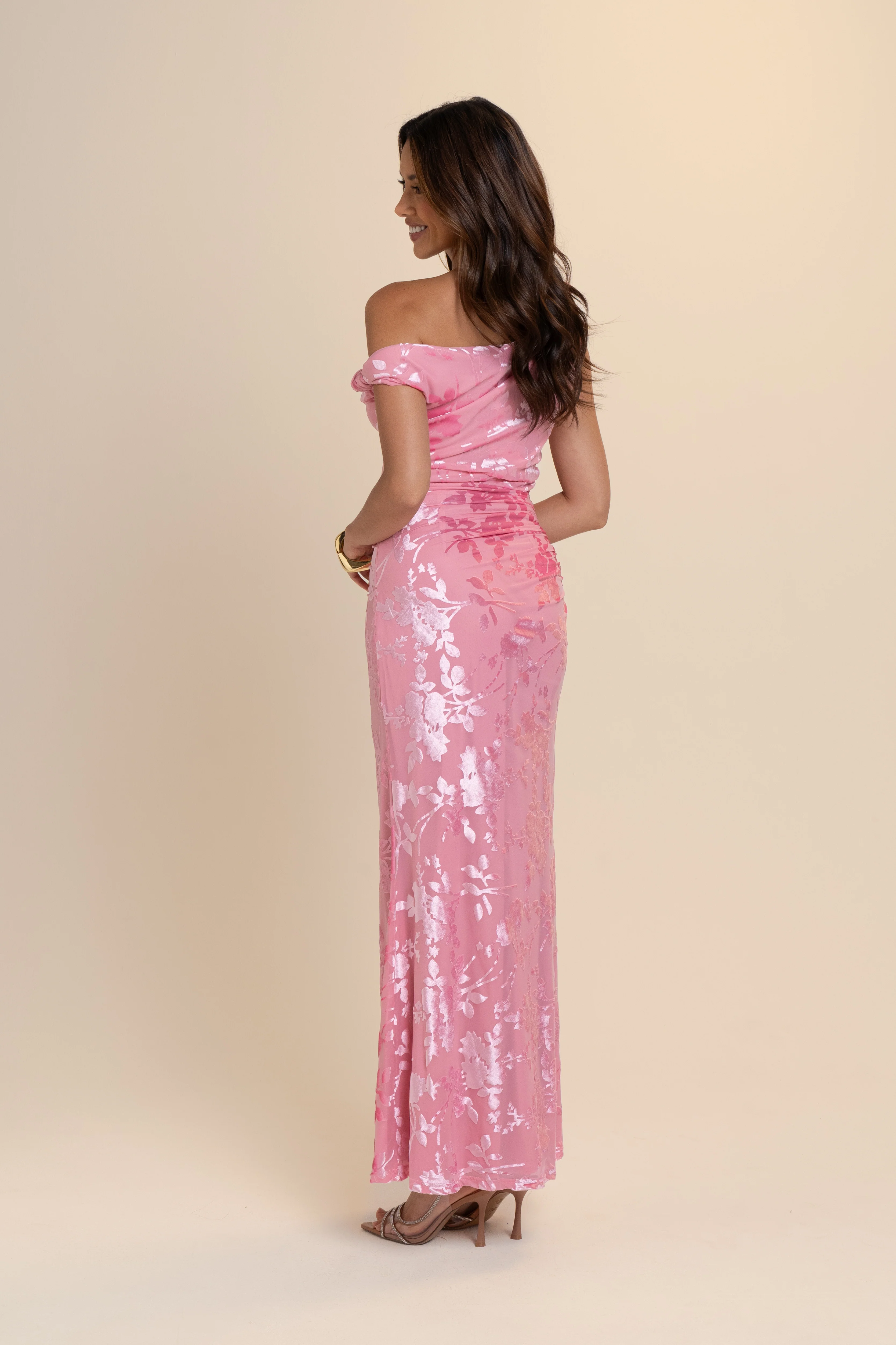 Lani Drop Shoulder Pink Maxi Dress - Image 8