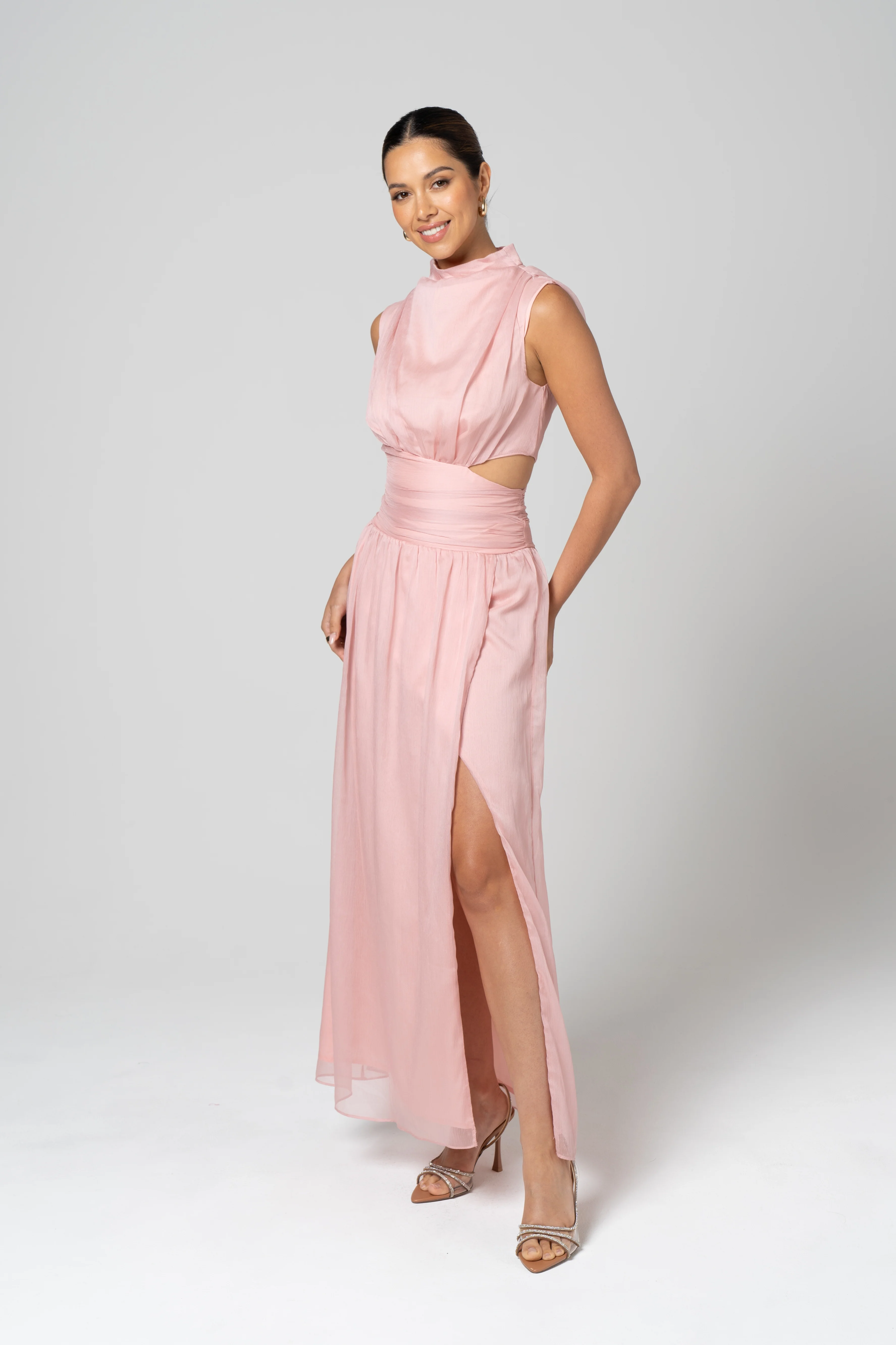 Leah High Neck Midi Dress - Image 11